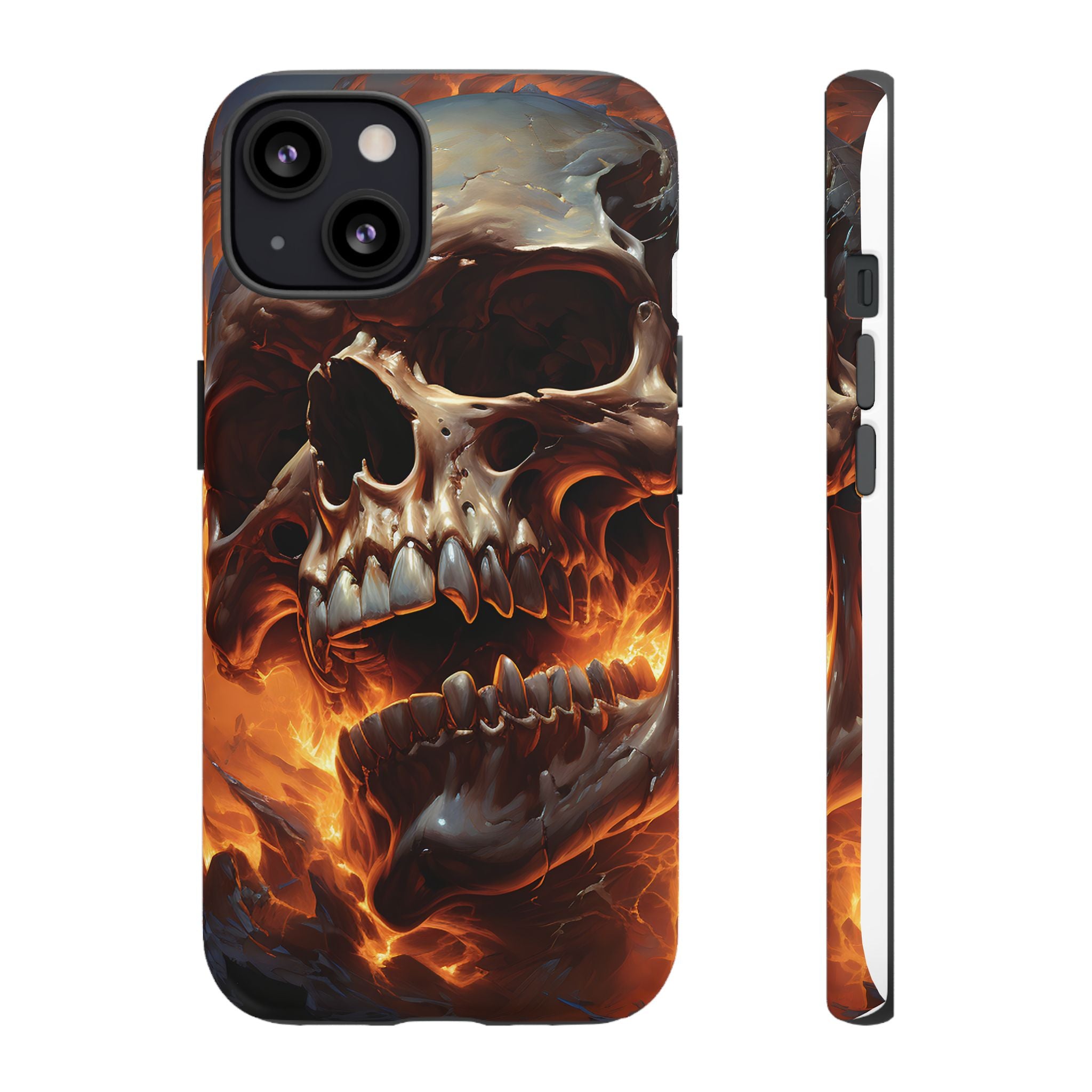 Fiery Skull Hexagon iPhone Case - Rugged