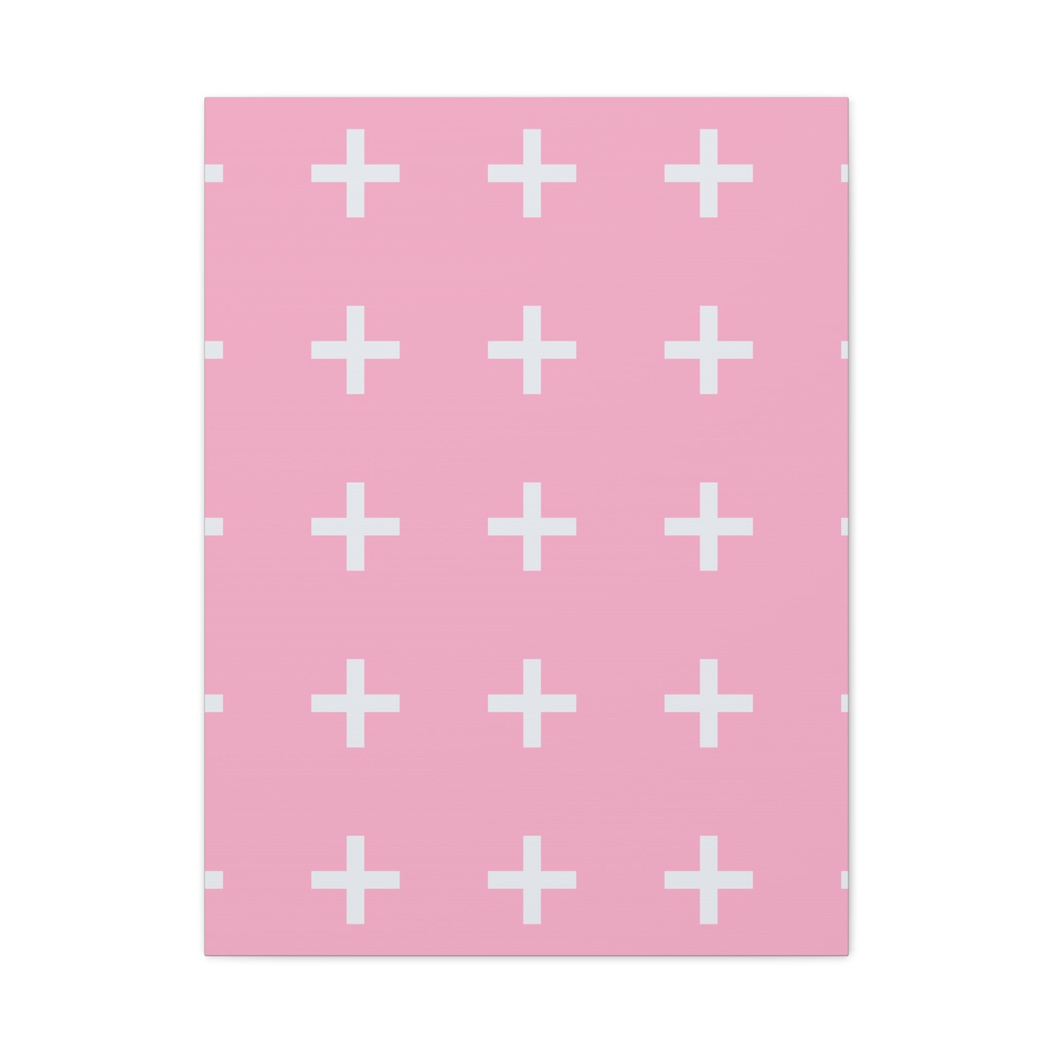 Pink Plus Sign Grid - Matte Canvas Art