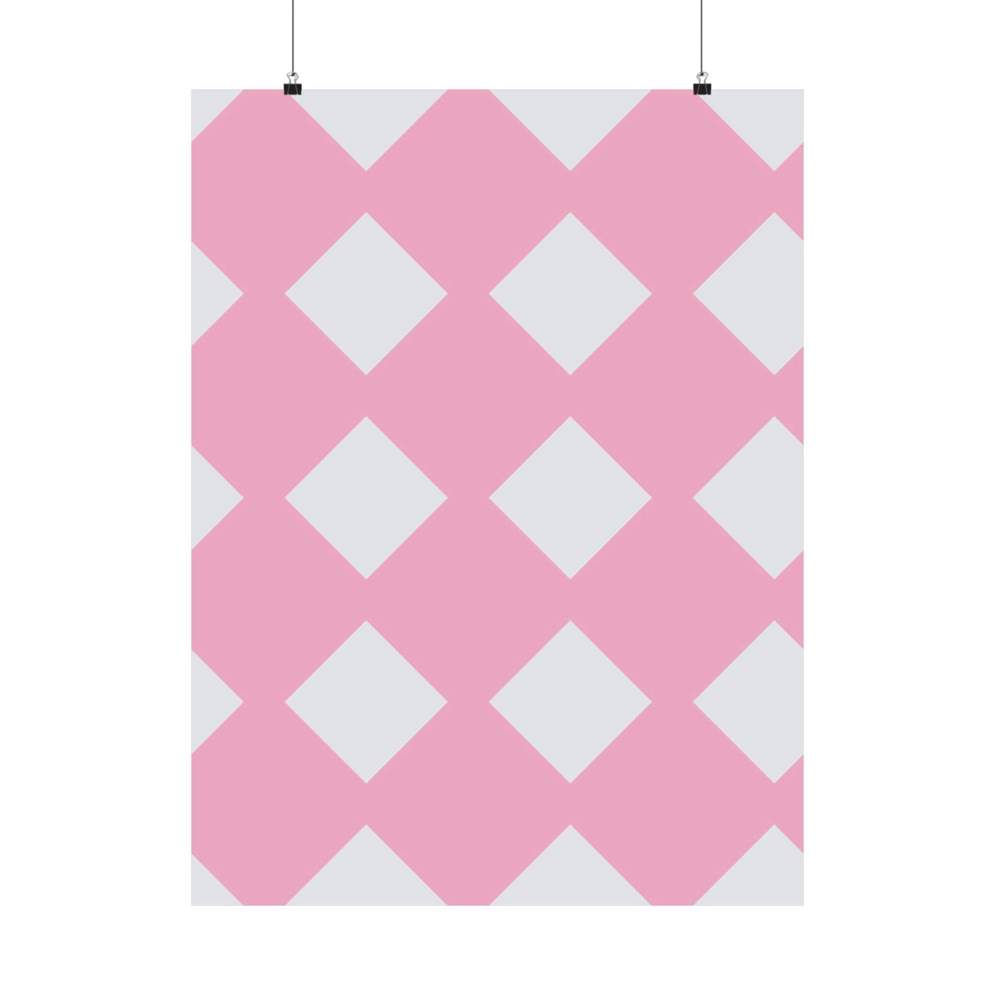 Pink & Grey Diamond Pattern Poster