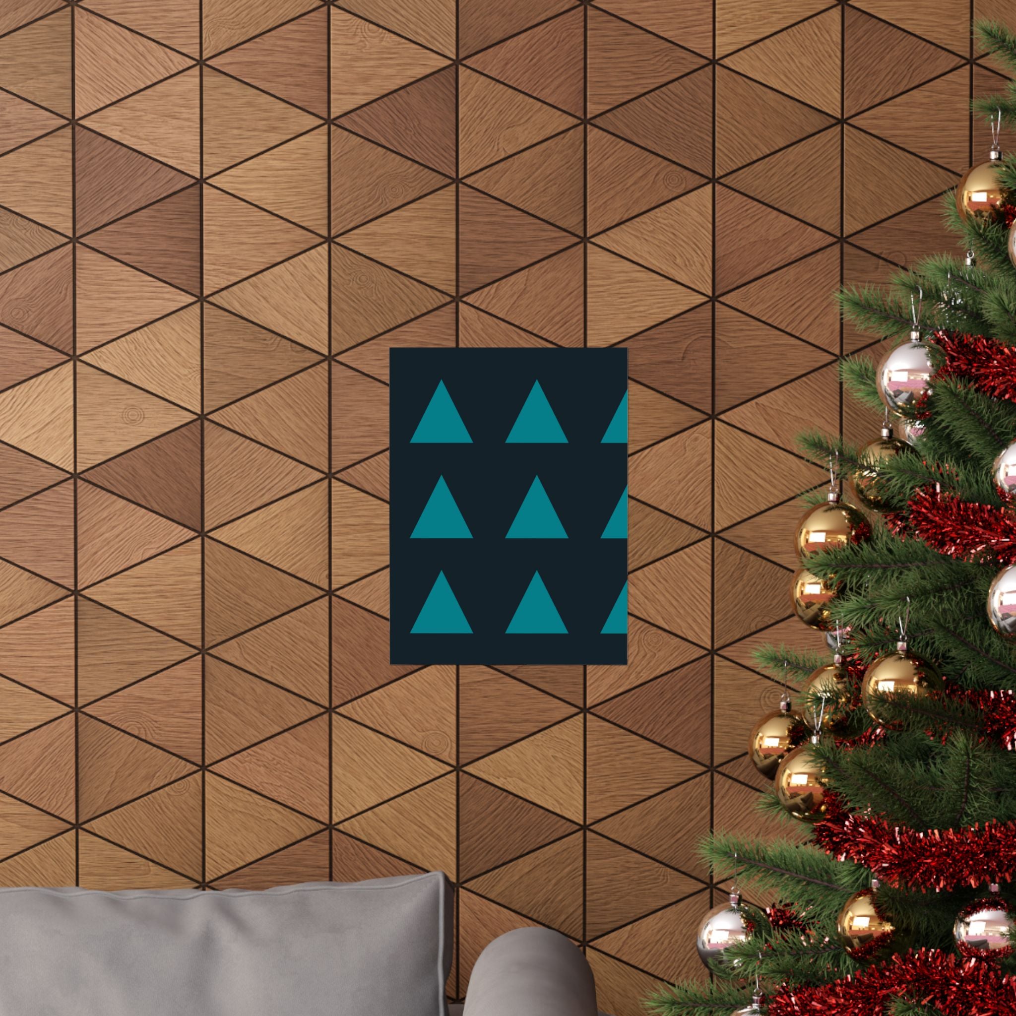 Teal Triangle Geometric Minimalist Poster