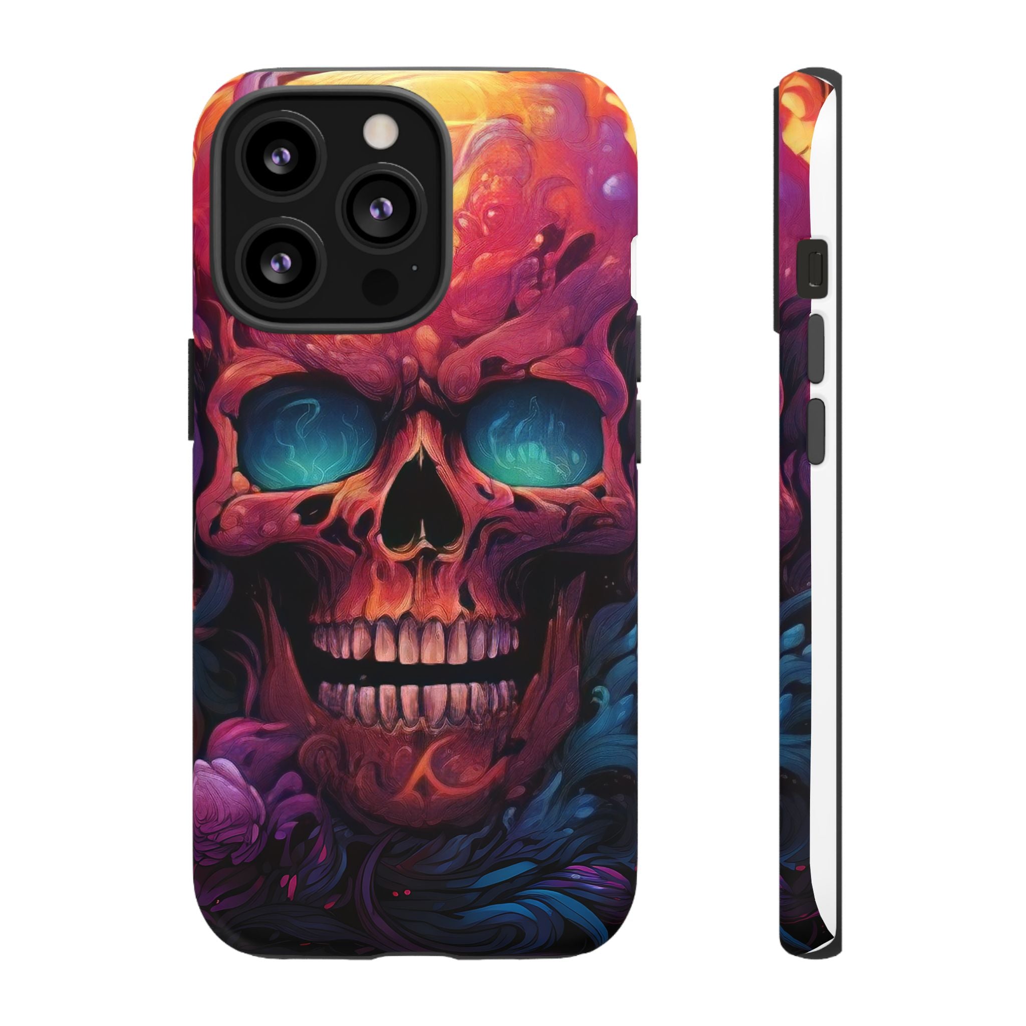 Fiery Skull Hexagon iPhone Case - Rugged Texture