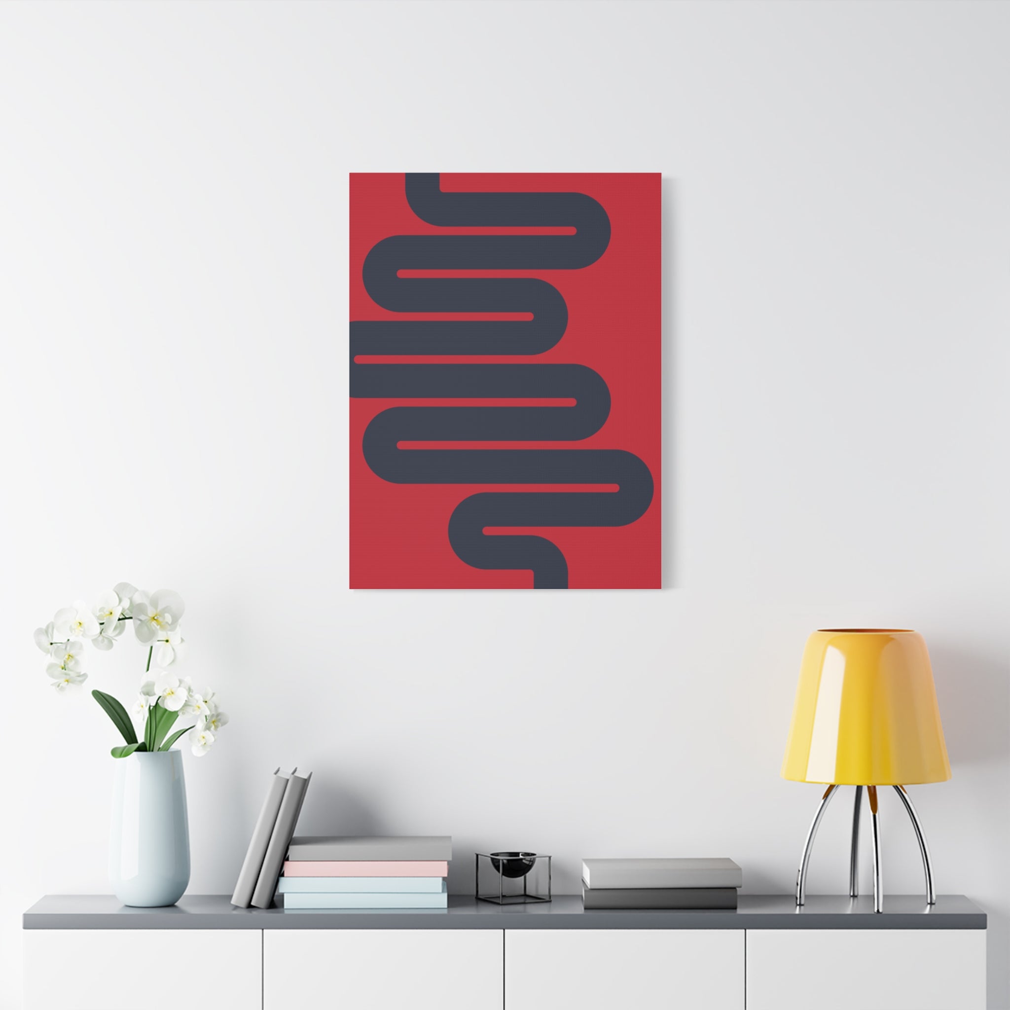 Abstract Intestines Art - Red & Blue Canvas