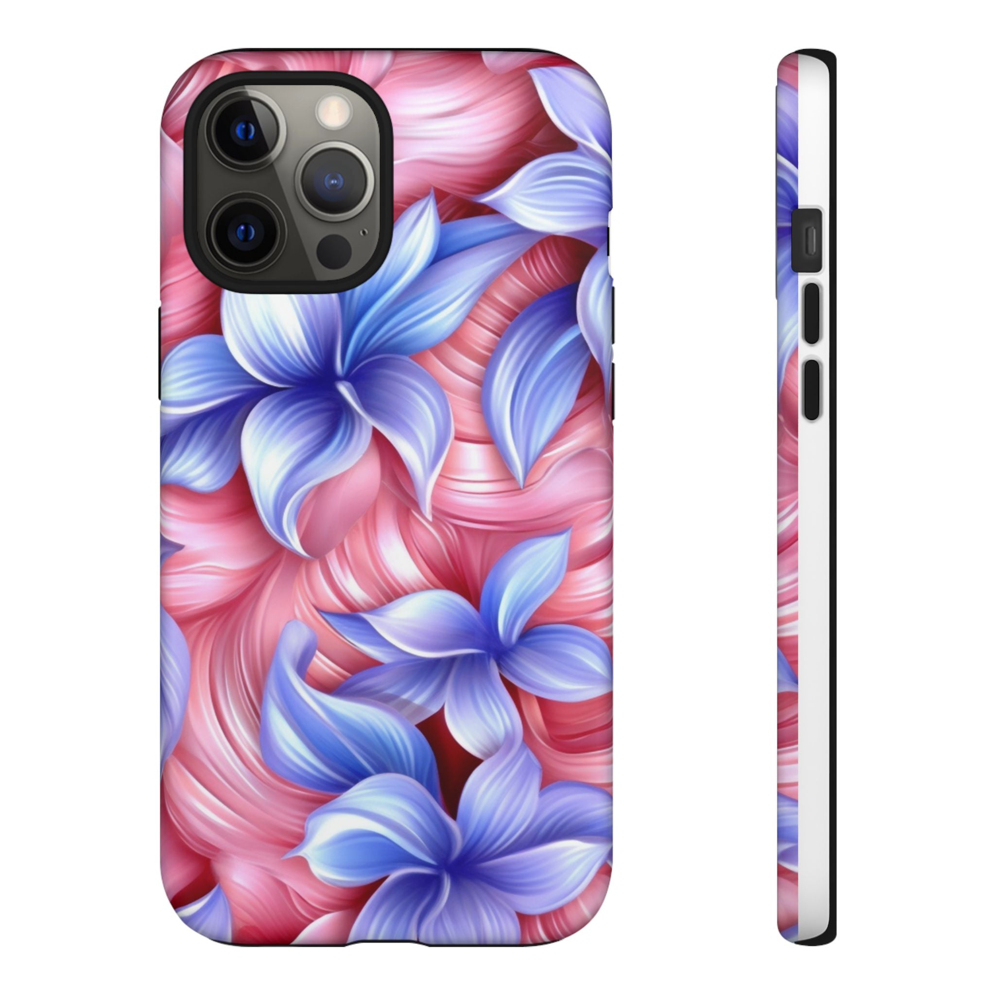 Dreamy Pink & Blue Floral iPhone Case - Hexagon Stone