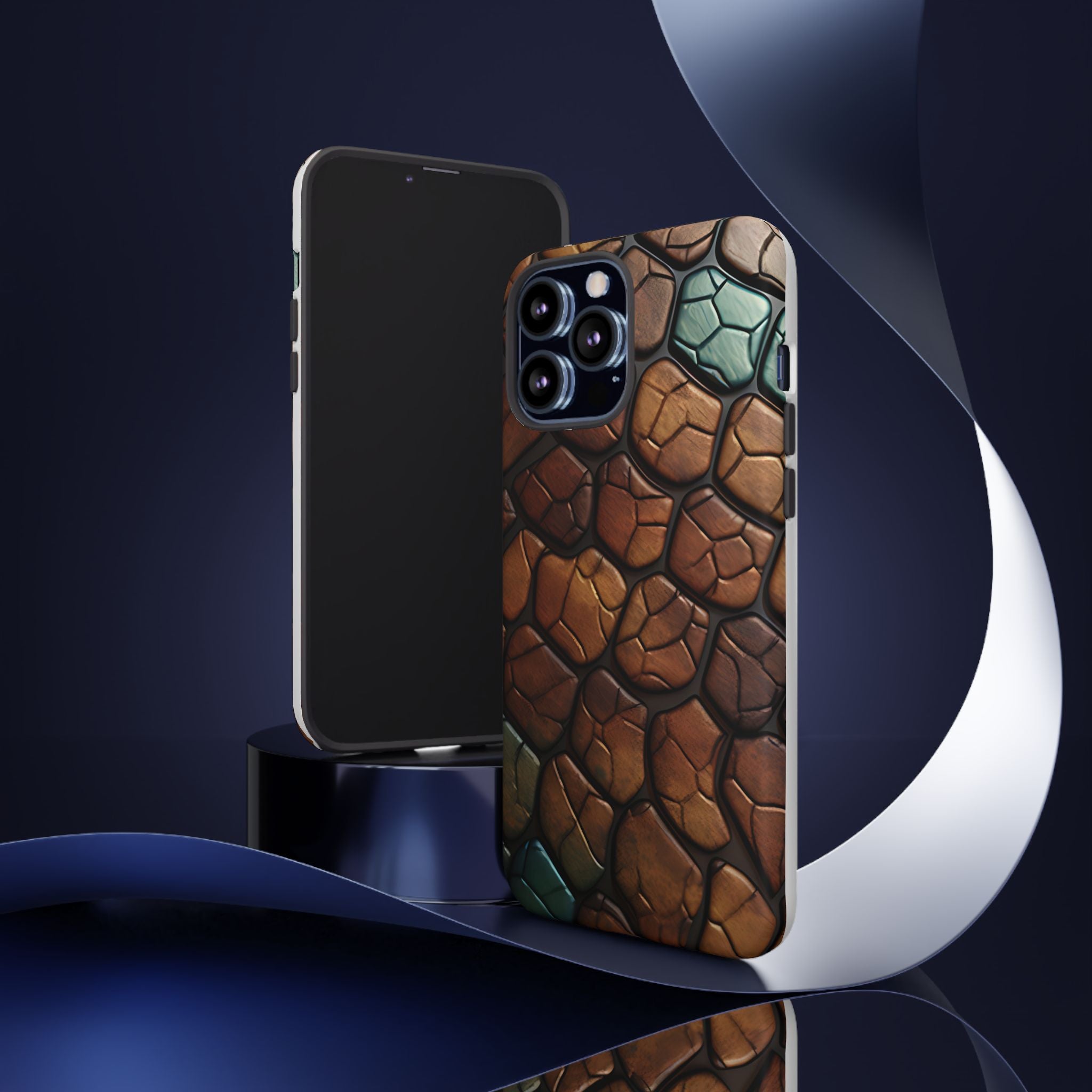 Mosaic Reptile iPhone Case - Teal & Brown