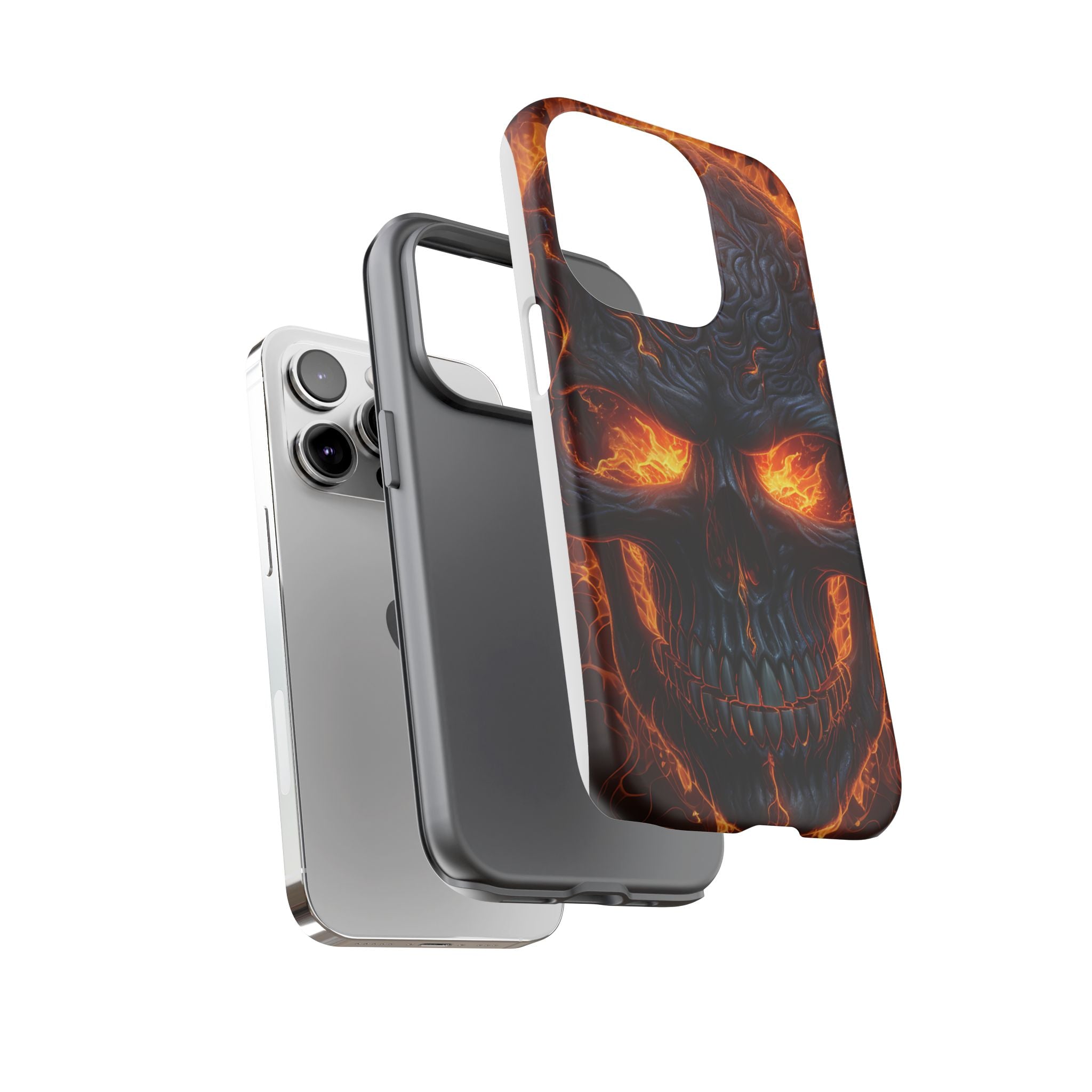 Fiery Skull Hexagon iPhone Case - Rugged Texture