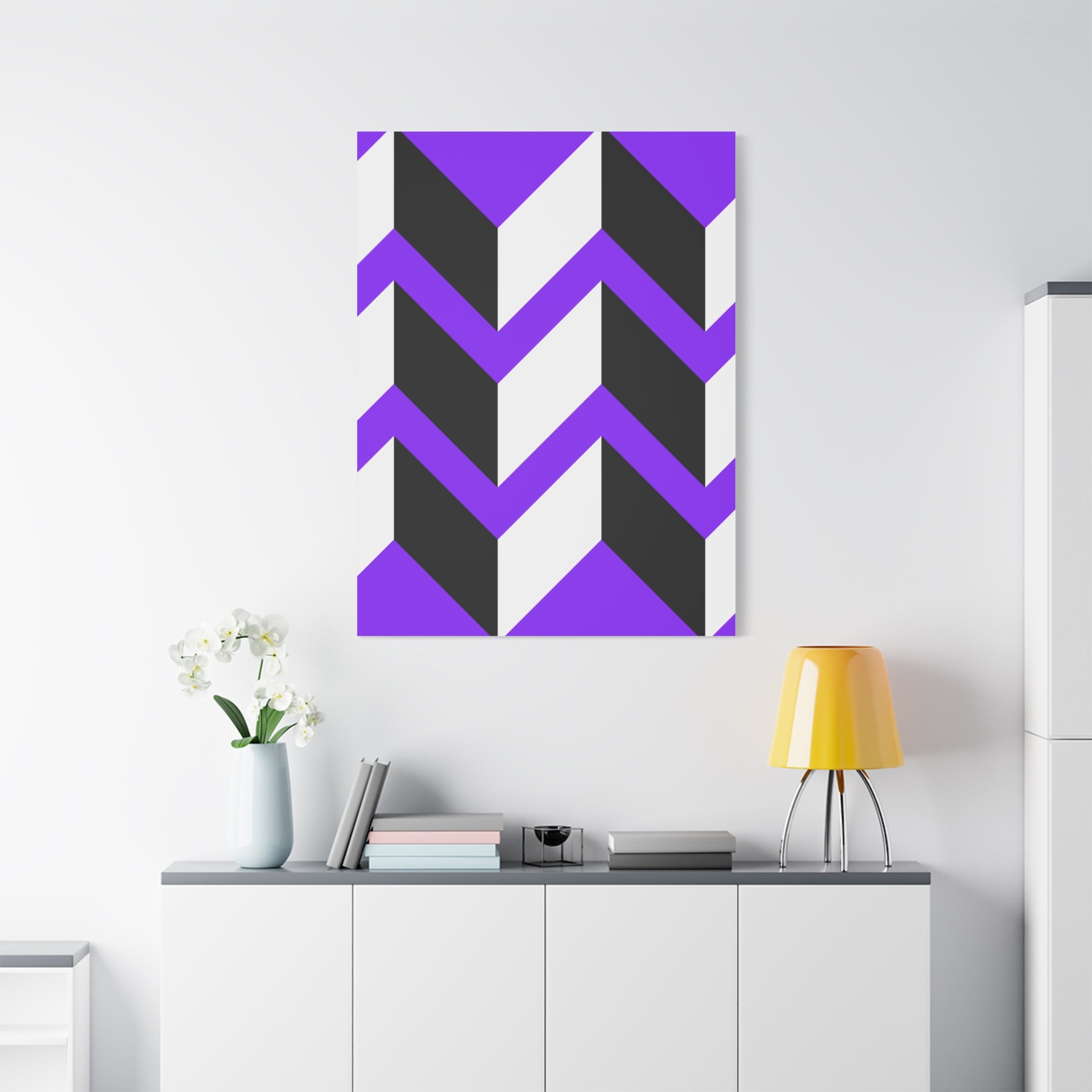 Purple Geometric Wave Canvas Art