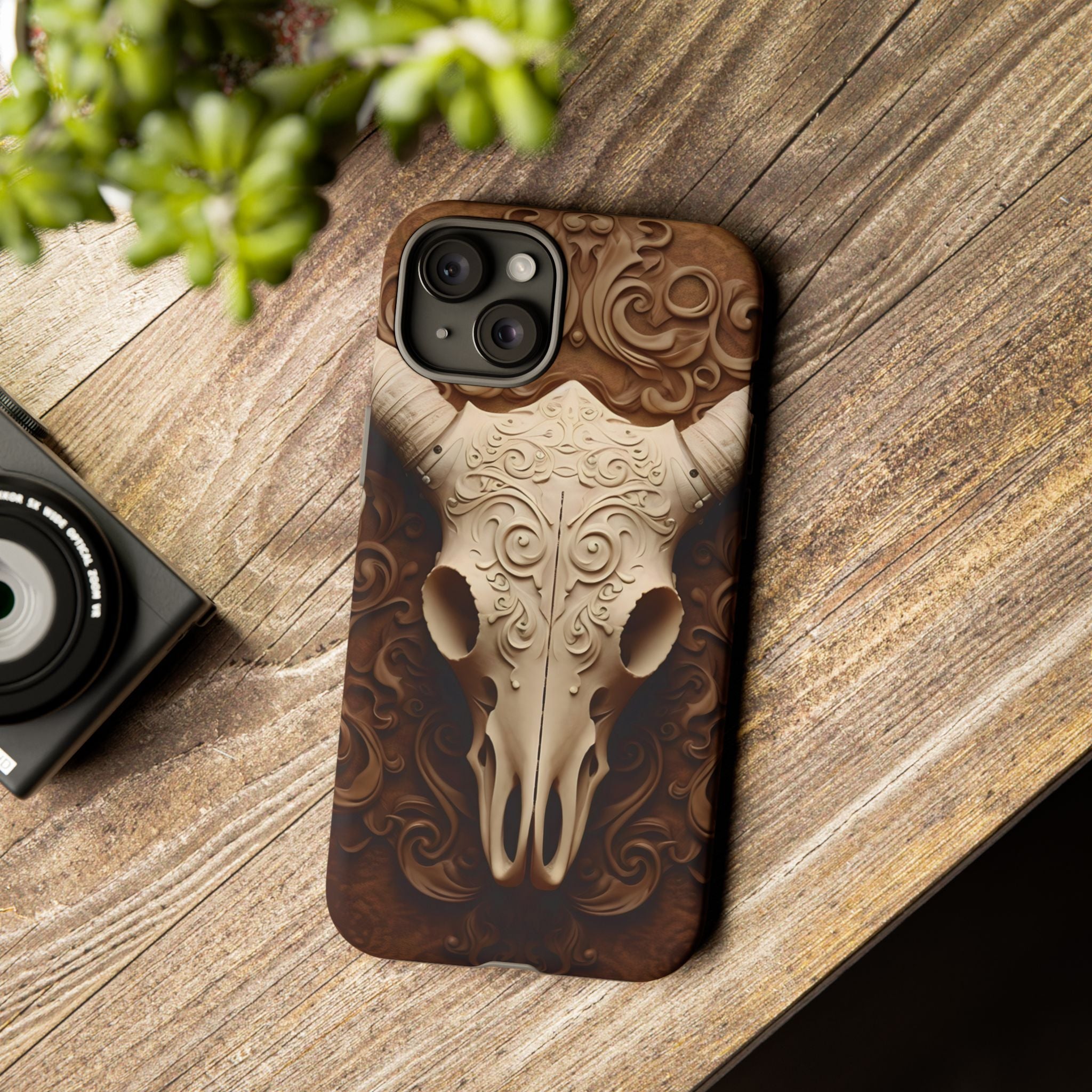 Baroque Ram Skull Hexagon Stone iPhone Case