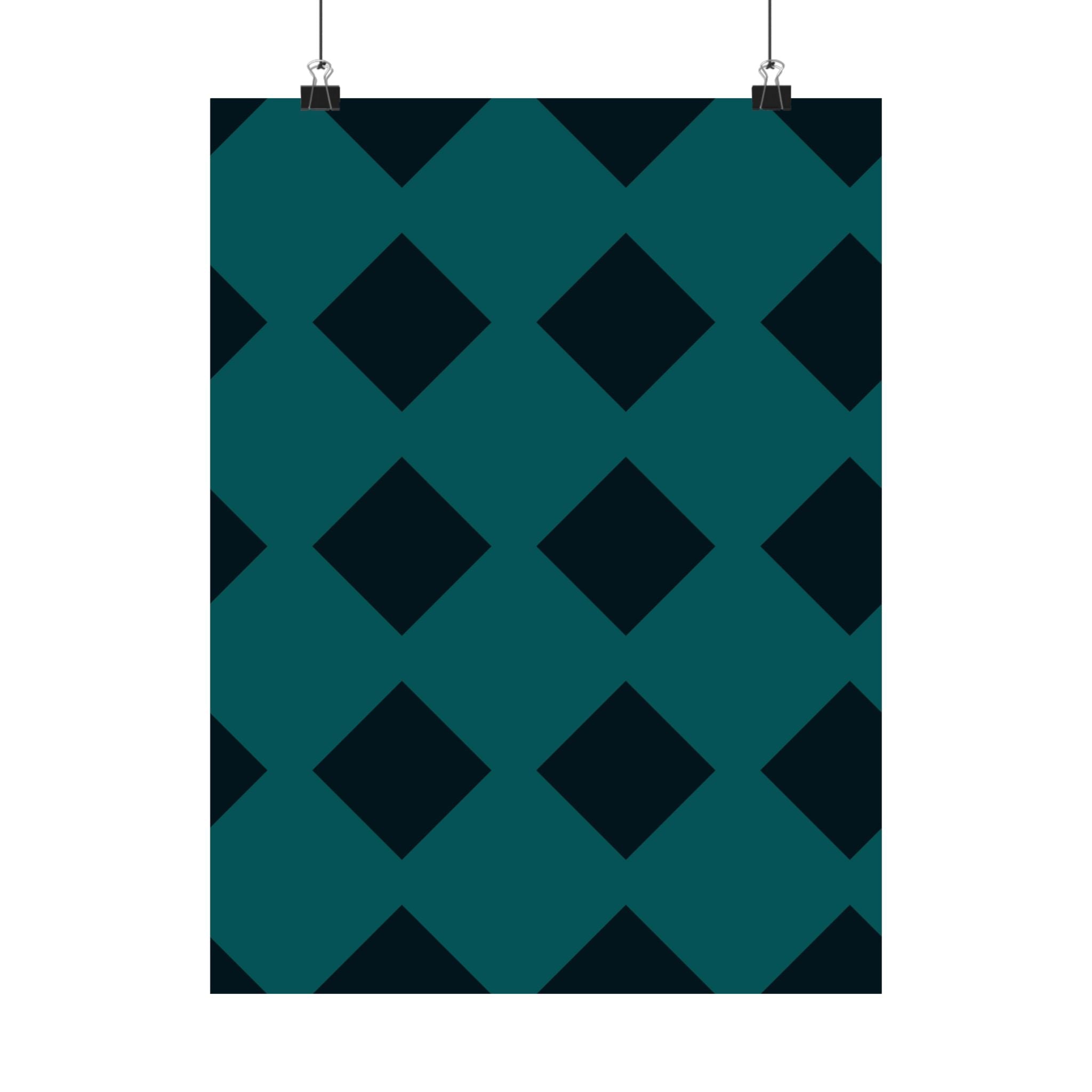 Teal Geometric Diamond Pattern Poster