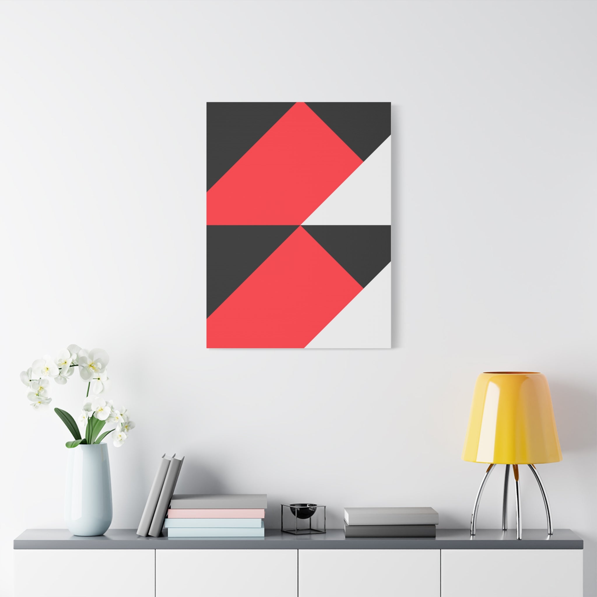 Geometric Red & Gray Canvas Art