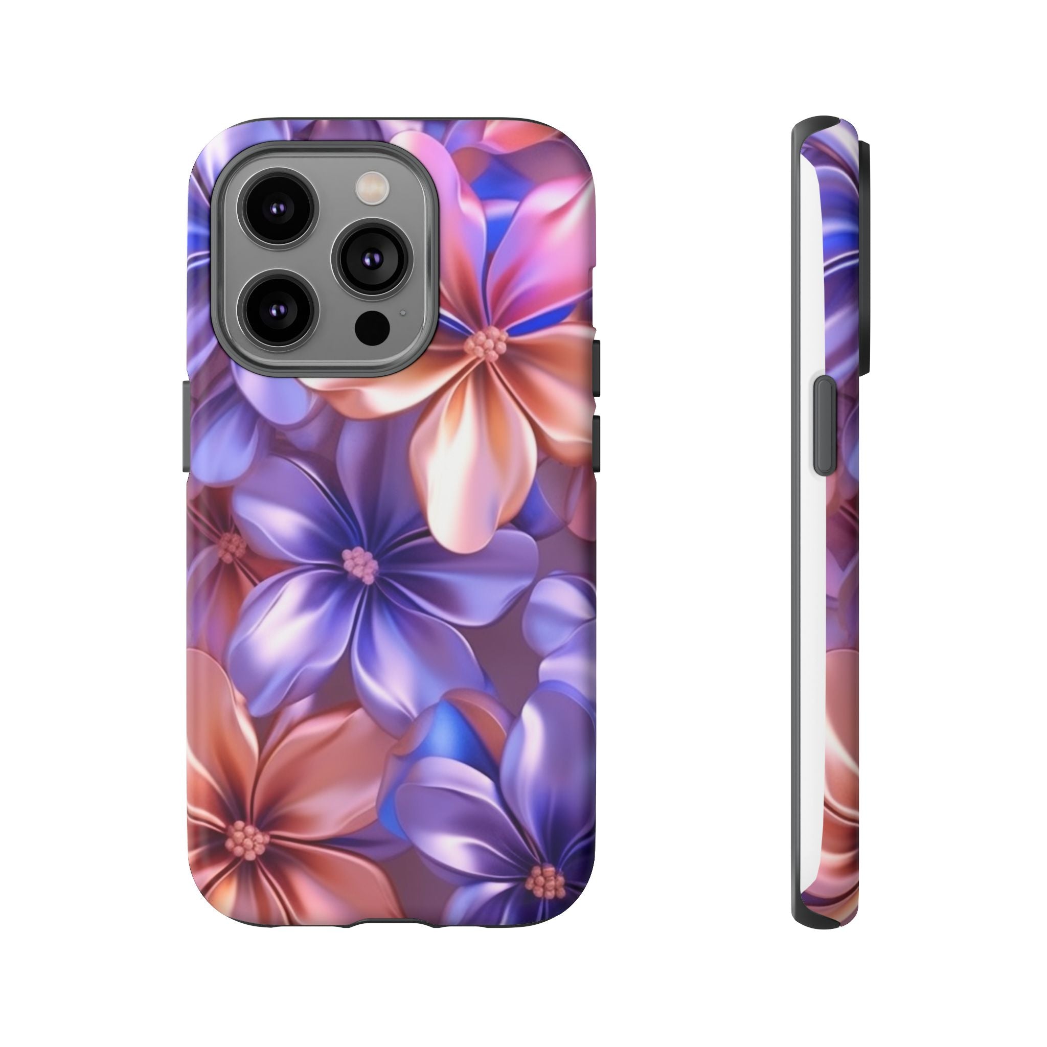 Metallic Flower iPhone Case - Rugged Hexagon Stone