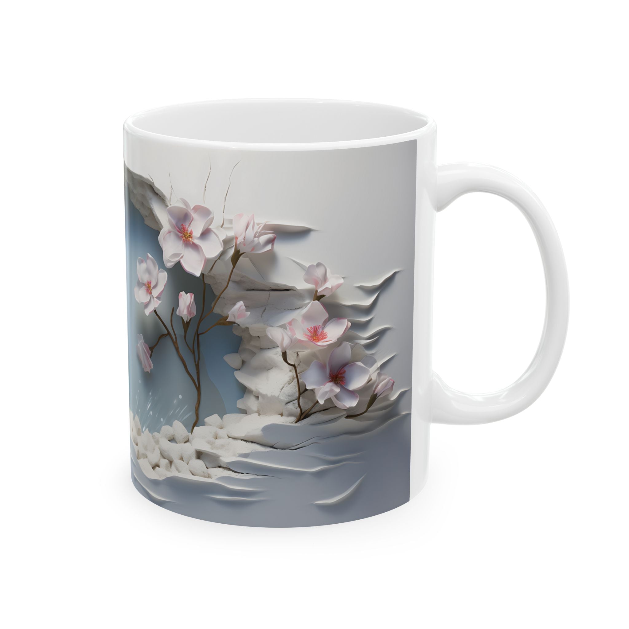 Serene Blossom Mug: Floral Wall Art