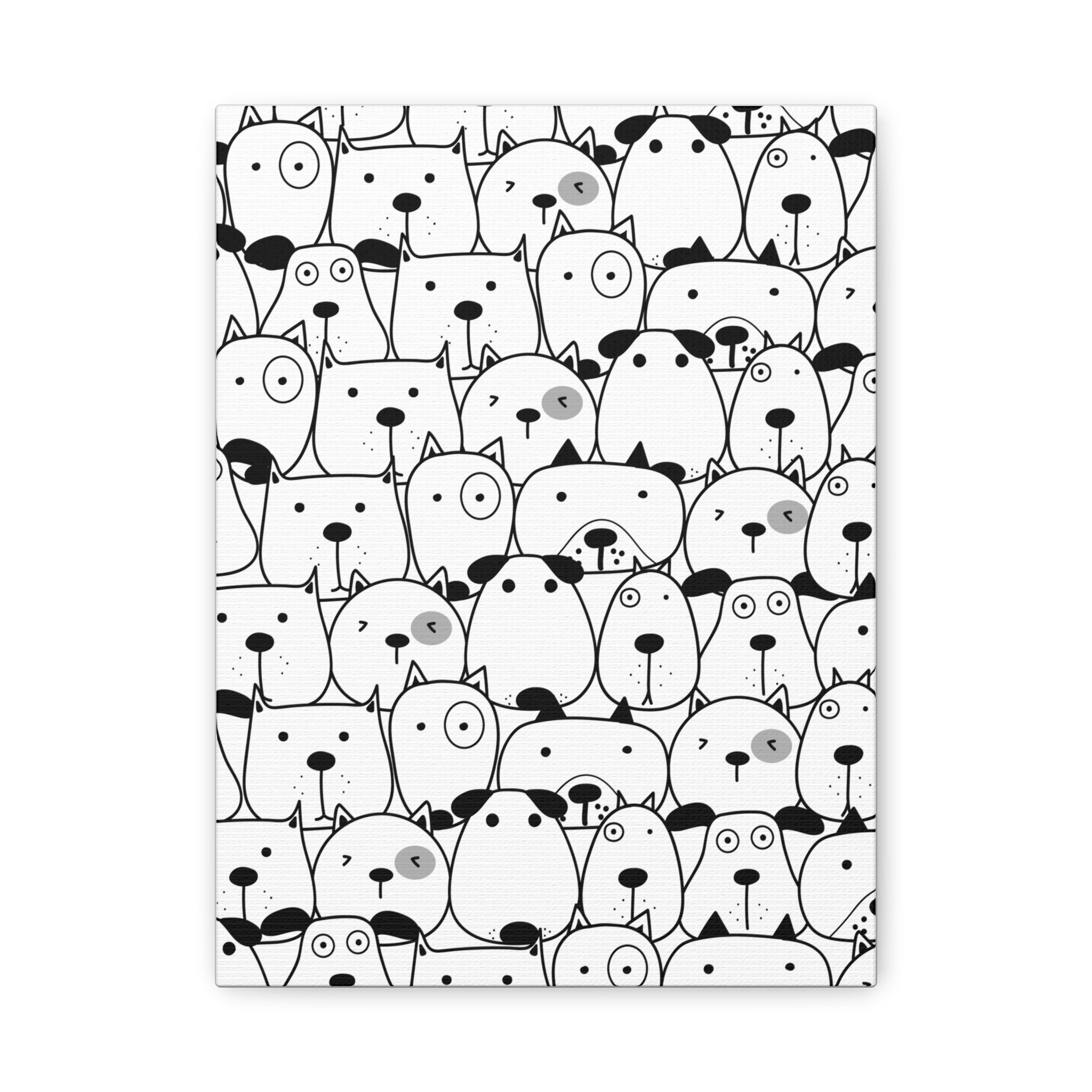 Adorable Puppy Faces Matte Canvas Art