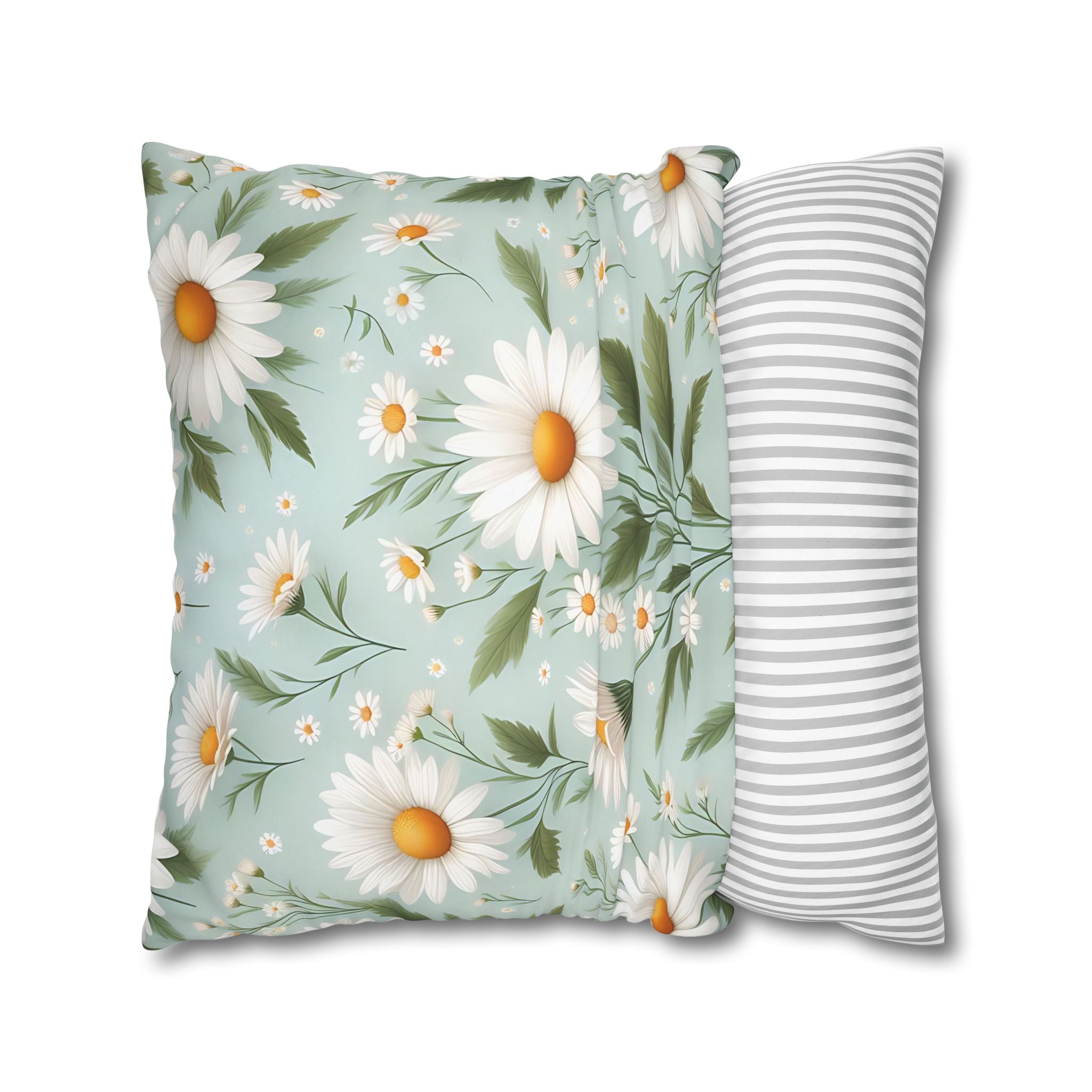 Daisy Floral Pillowcase - Teal & White