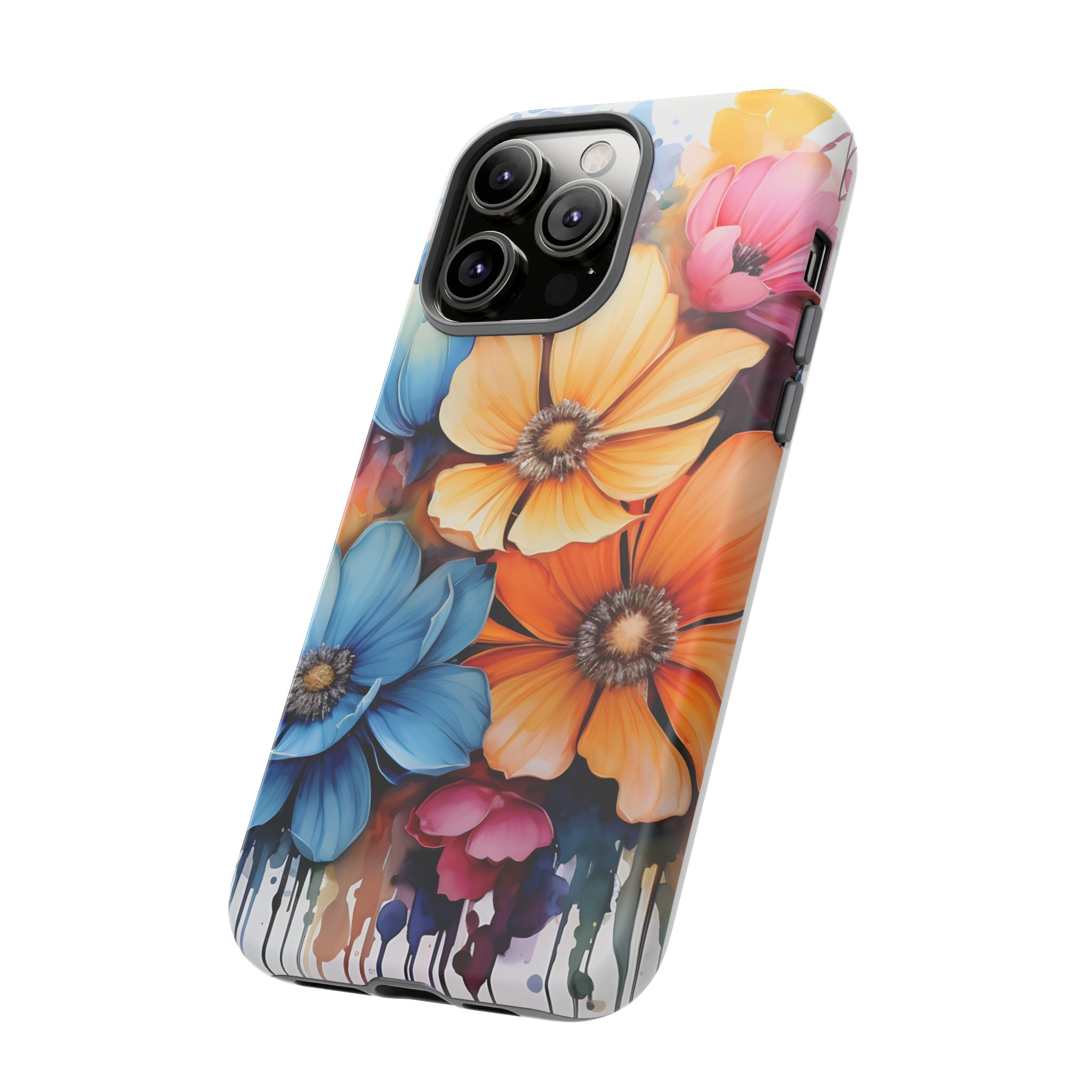 Vibrant Floral Watercolor iPhone Case - Hexagon Stone