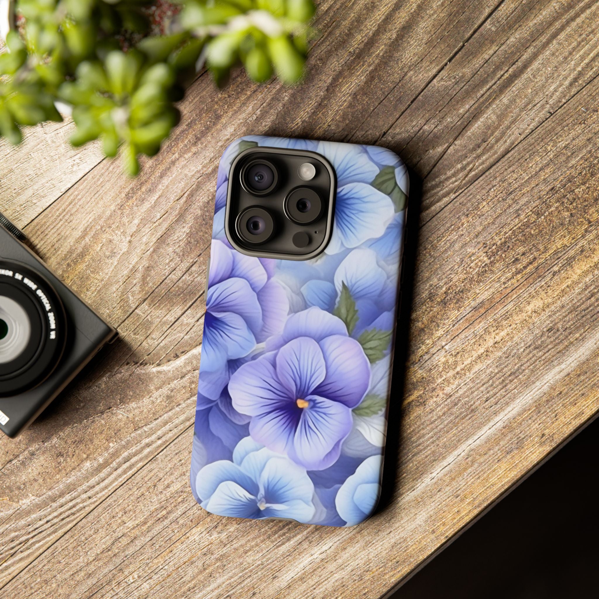 Dreamy Pansy Blue iPhone Case - Hexagon Stone