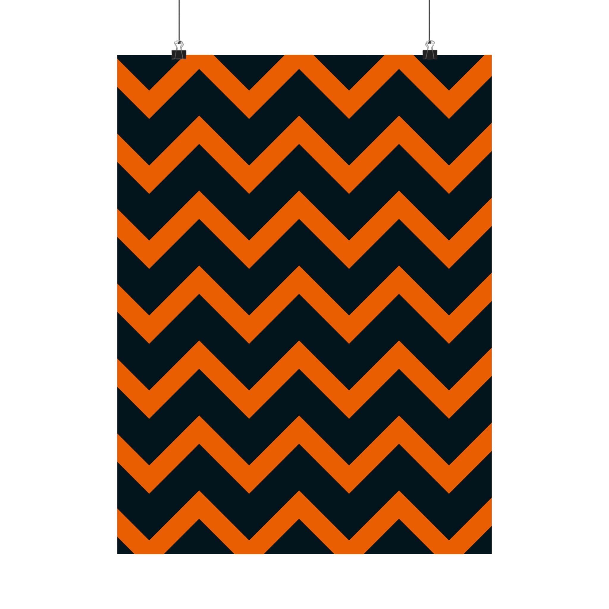 Orange & Blue Chevron Stripe Poster