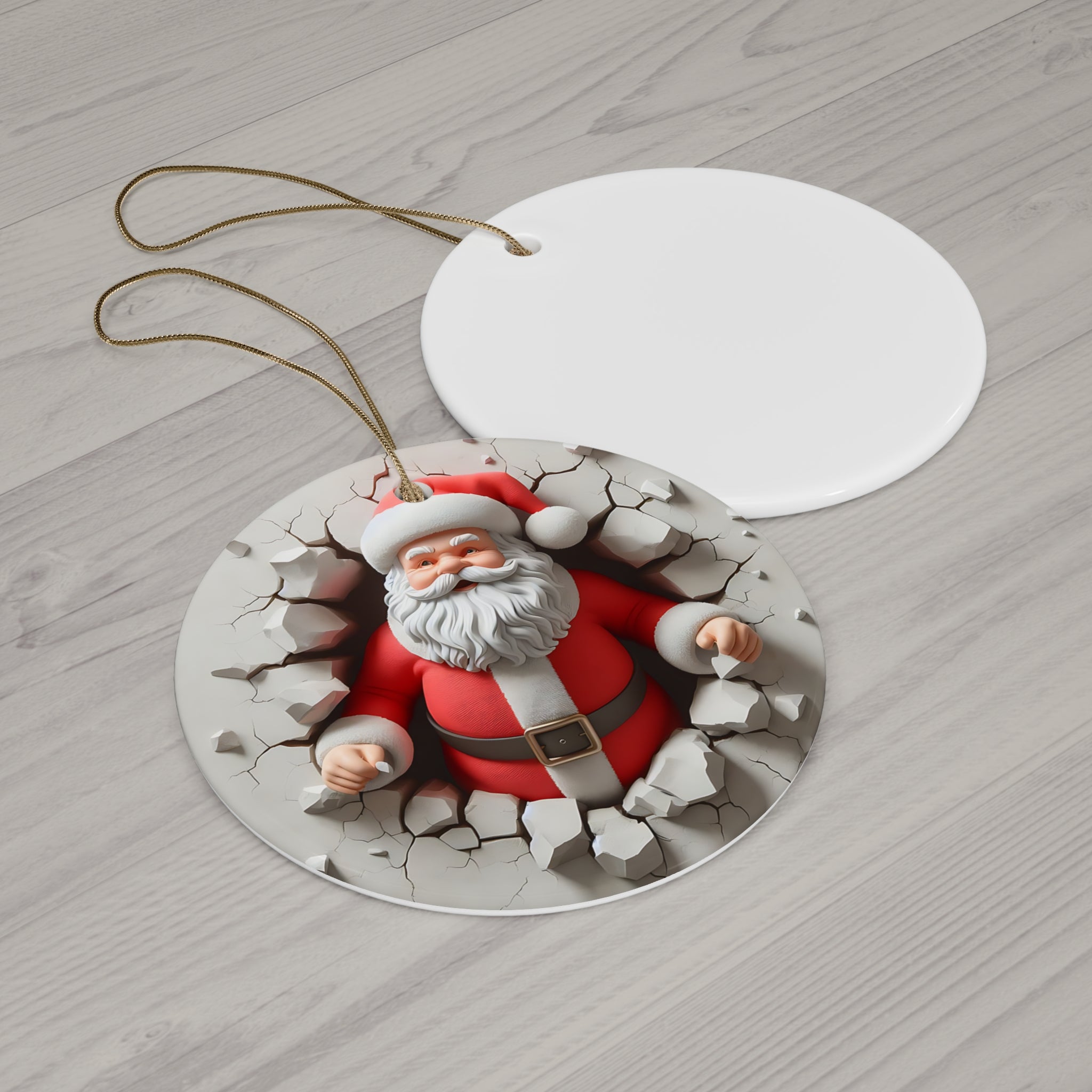 Santa's Surprise! Ceramic Ornament