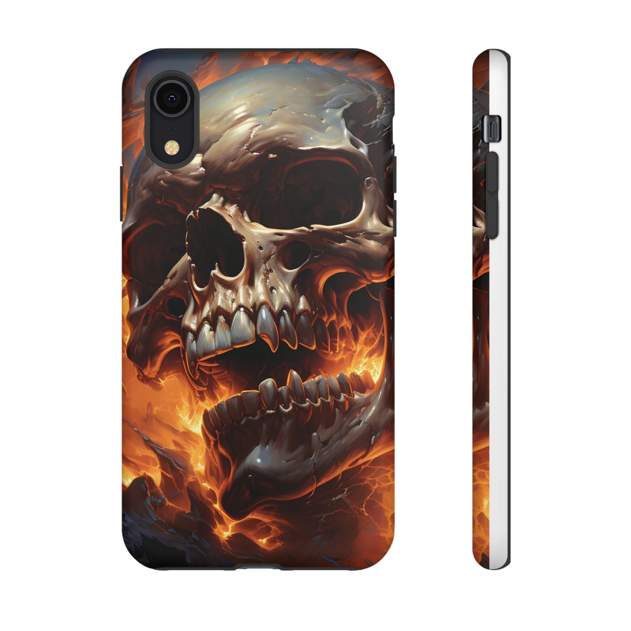 Fiery Skull Hexagon iPhone Case - Rugged