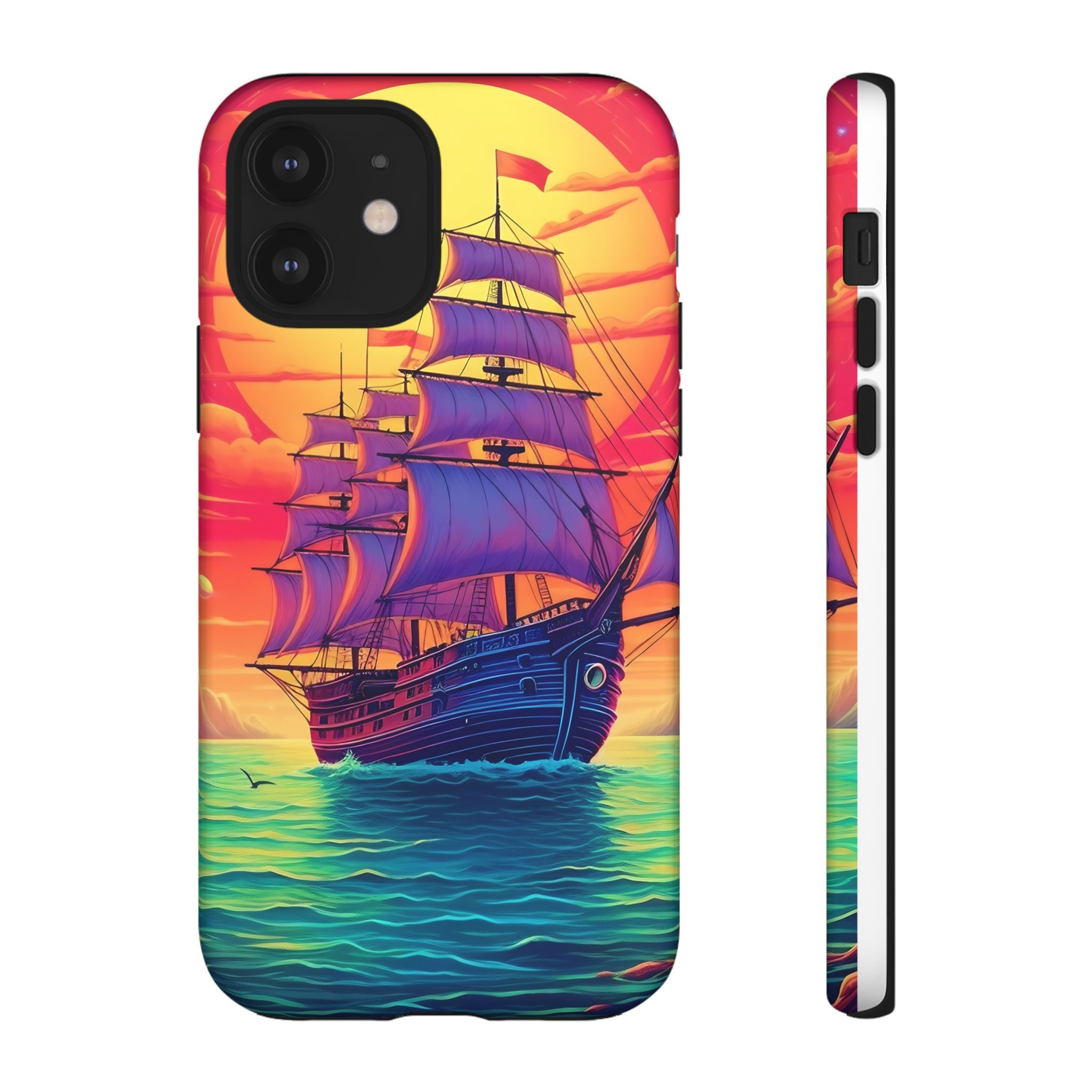 Sunset Galleon Hexagon Stone iPhone Case