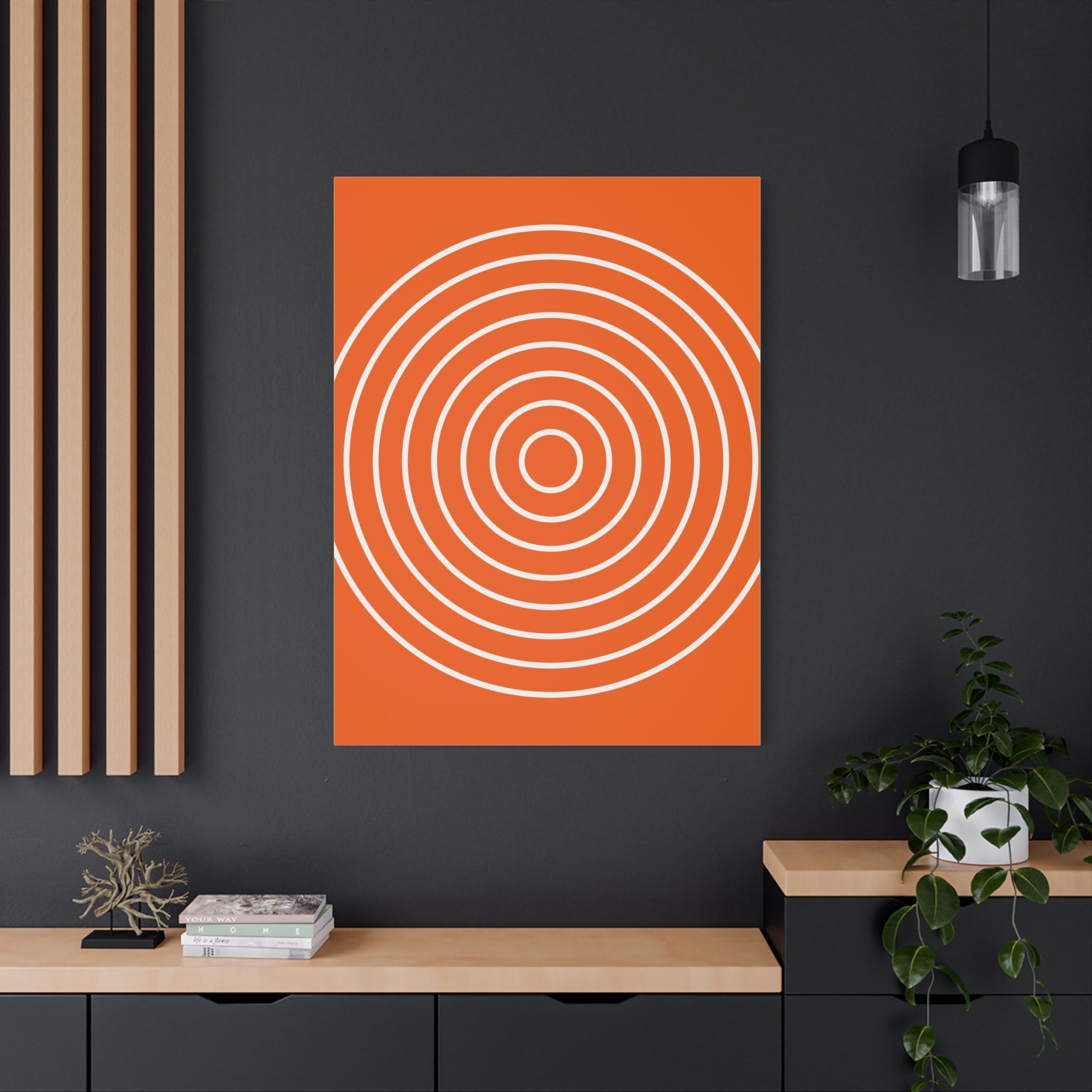 Orange Abstract Circles Matte Canvas Art