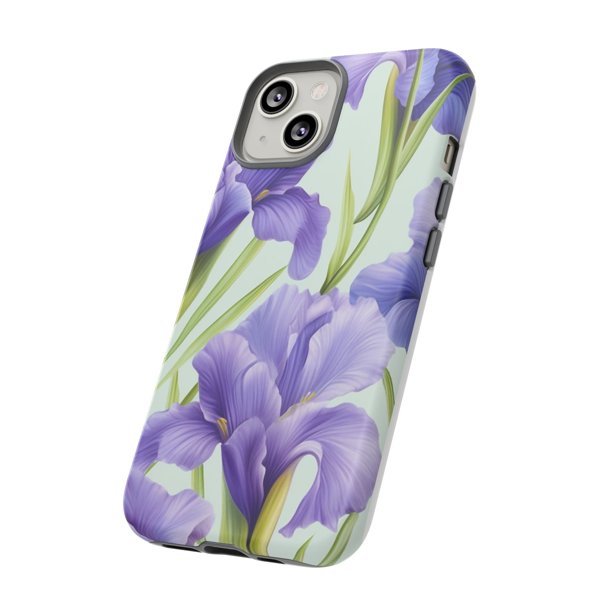 Purple Iris Floral iPhone Case - Hexagon Stone