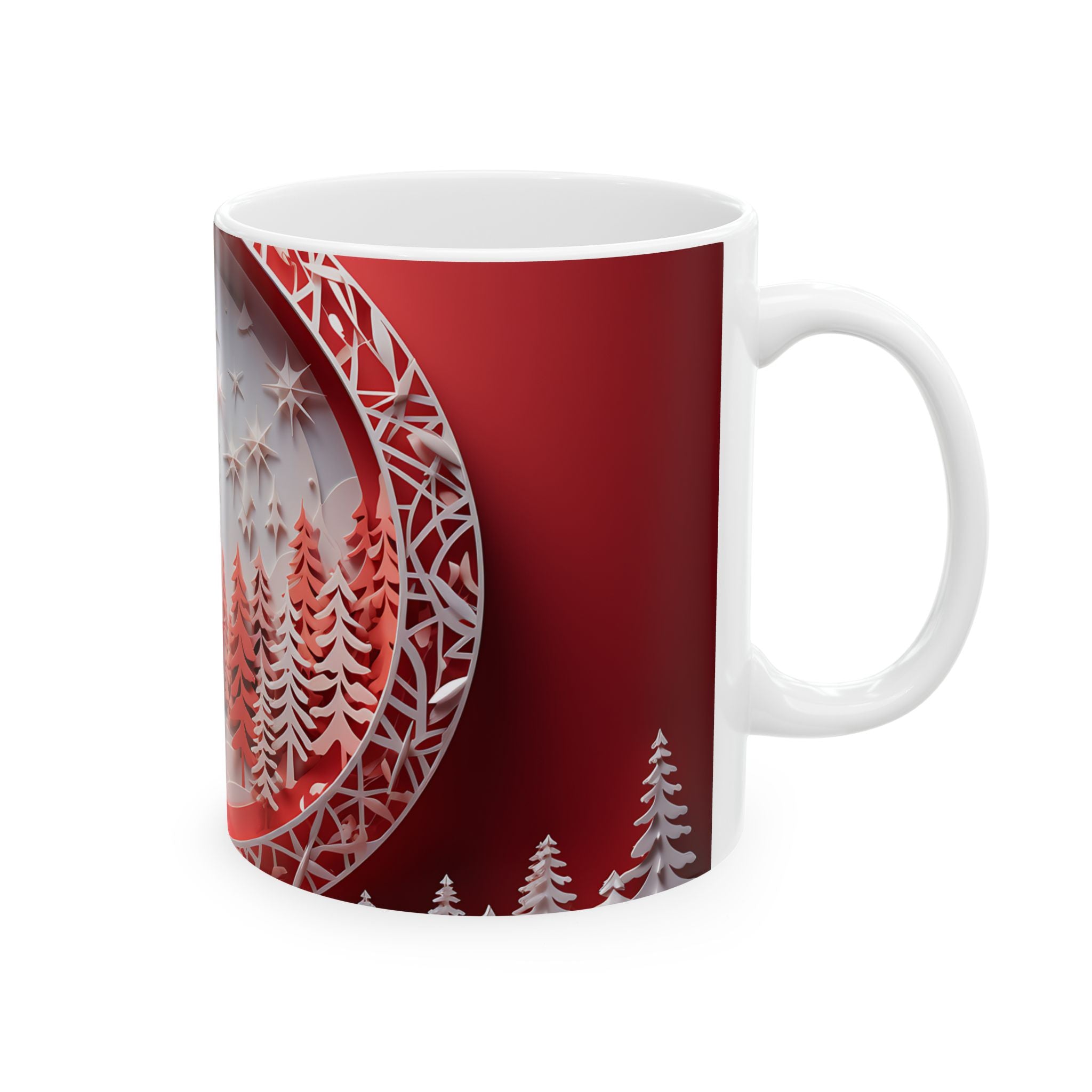 Winter Deer Kirigami Paper Art Mug