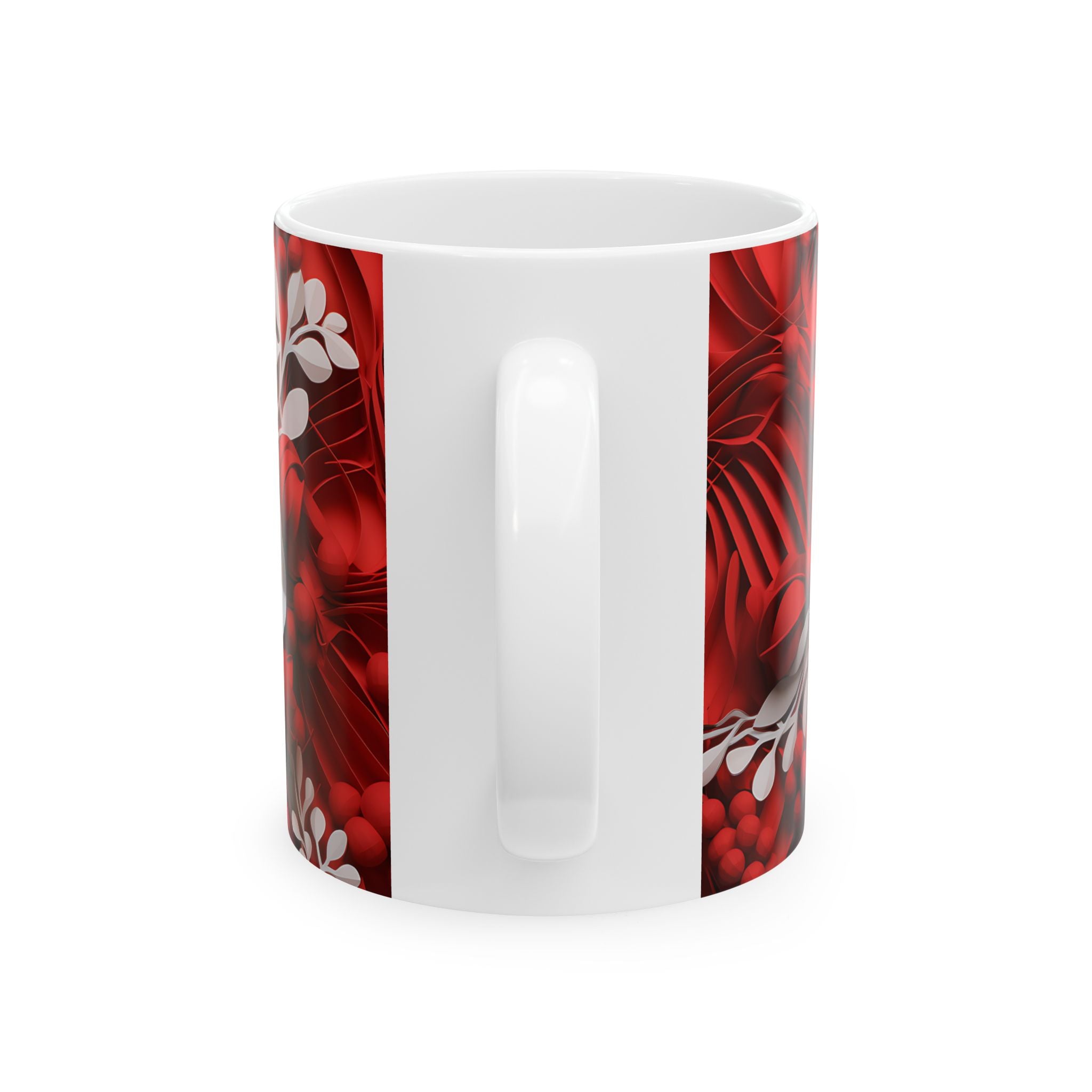 Red Floral Paper Art Coffee Mug