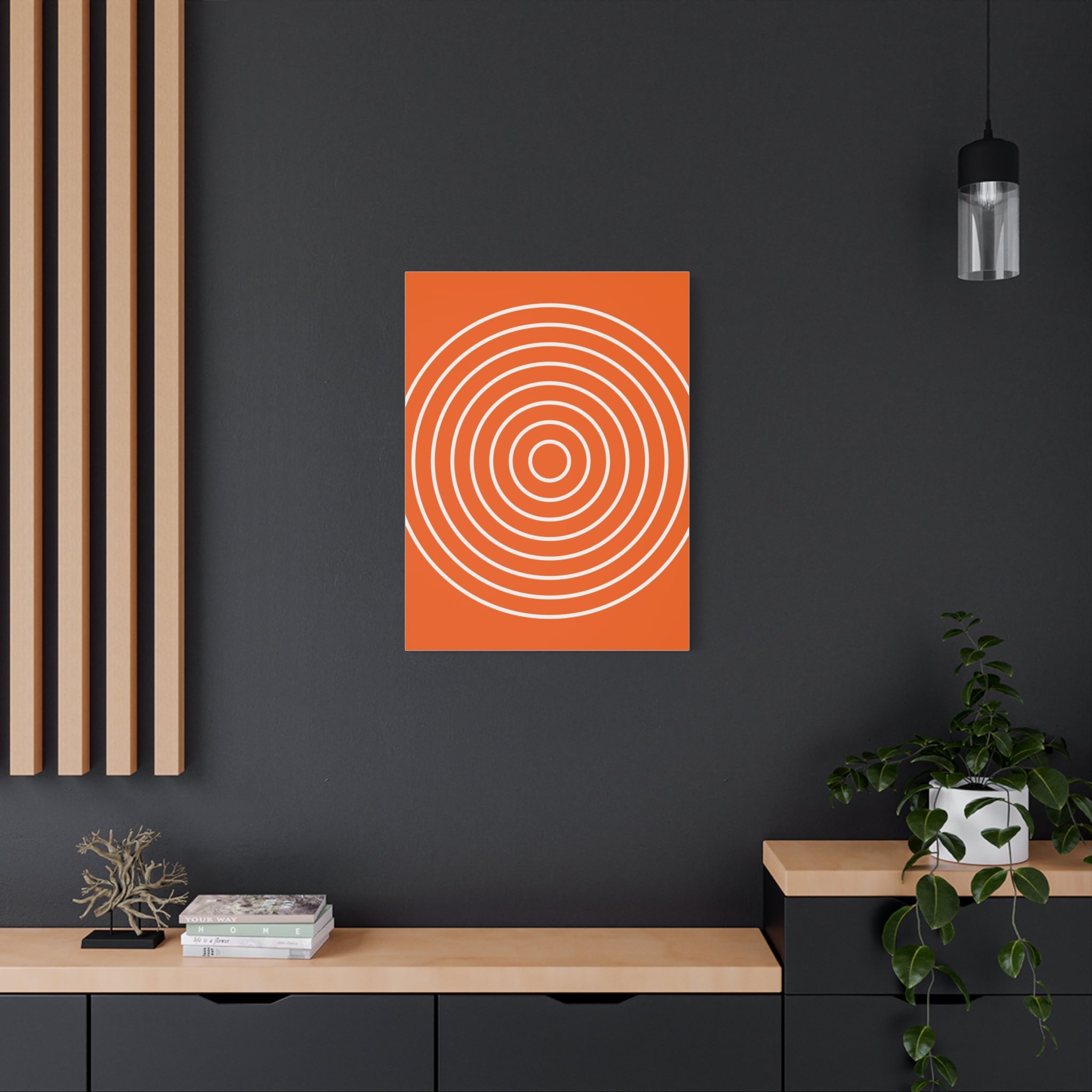 Orange Abstract Circles Matte Canvas Art