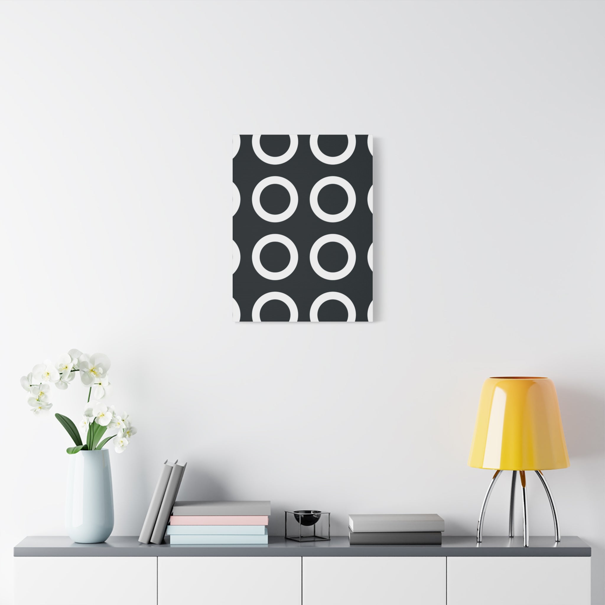 Teal & White Geometric Circle Canvas Art