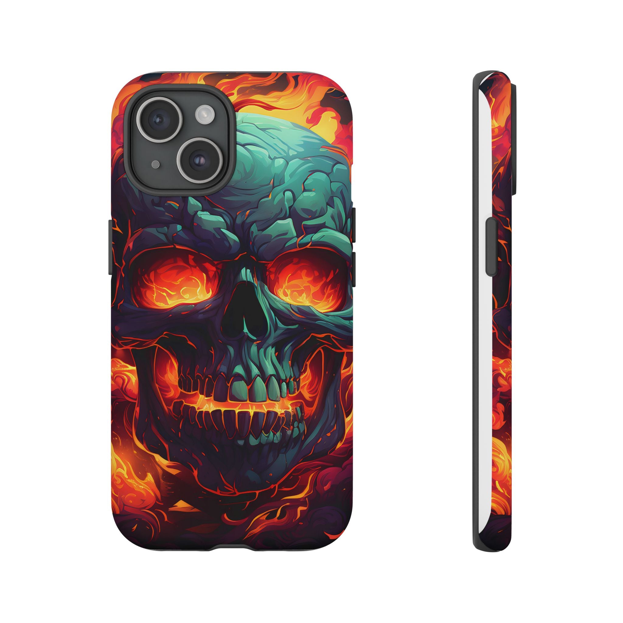 Fiery Skull Hexagon iPhone Case - Rugged