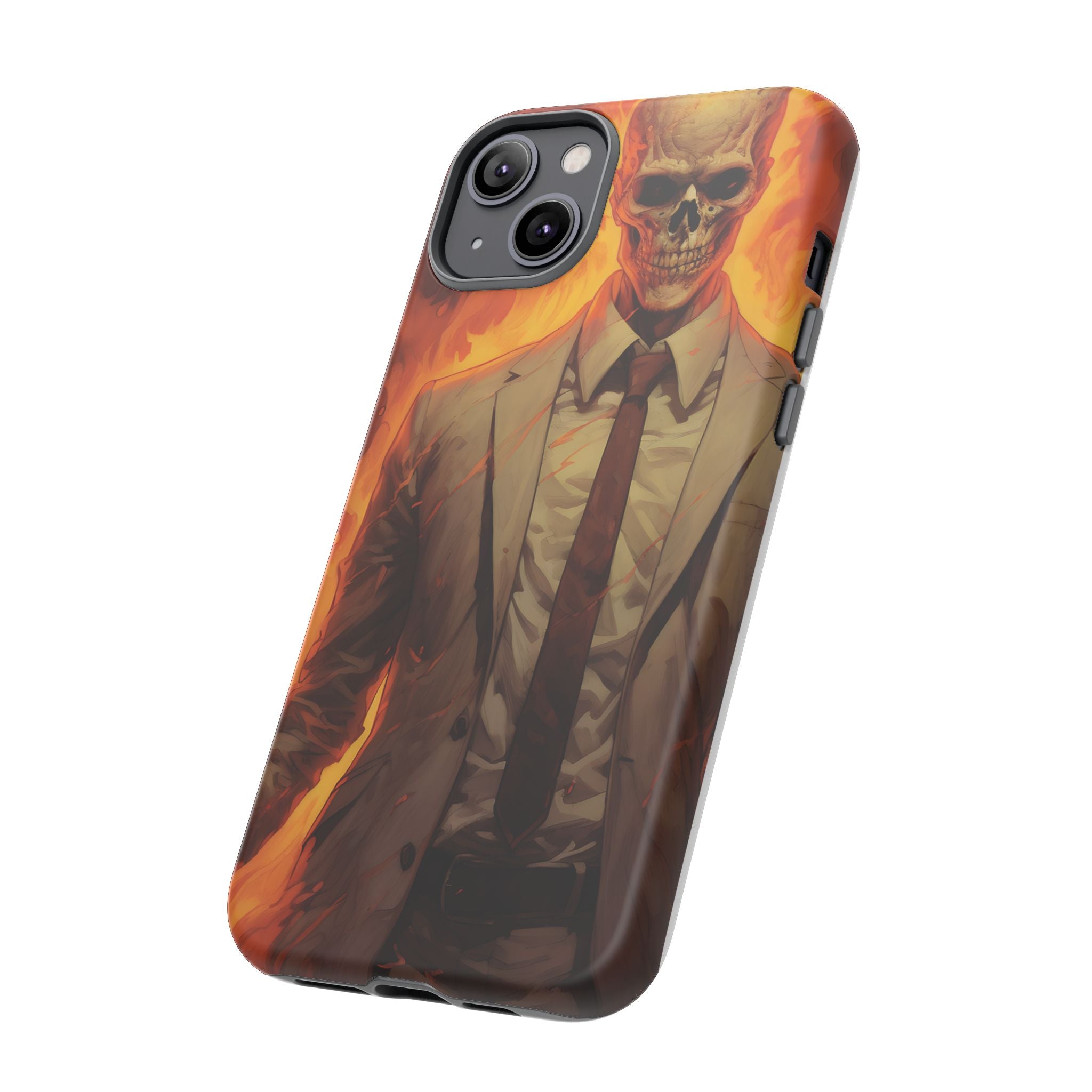 Fiery Skull Man Hexagon Stone iPhone Case