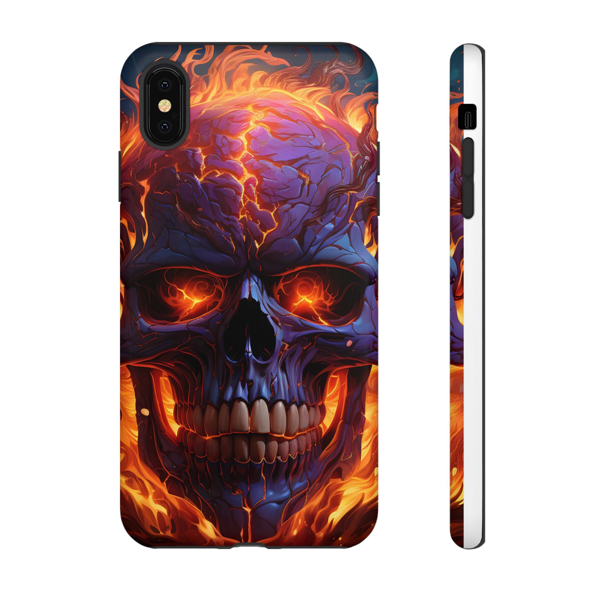 Fiery Skull Hexagon iPhone Case - Rugged Texture