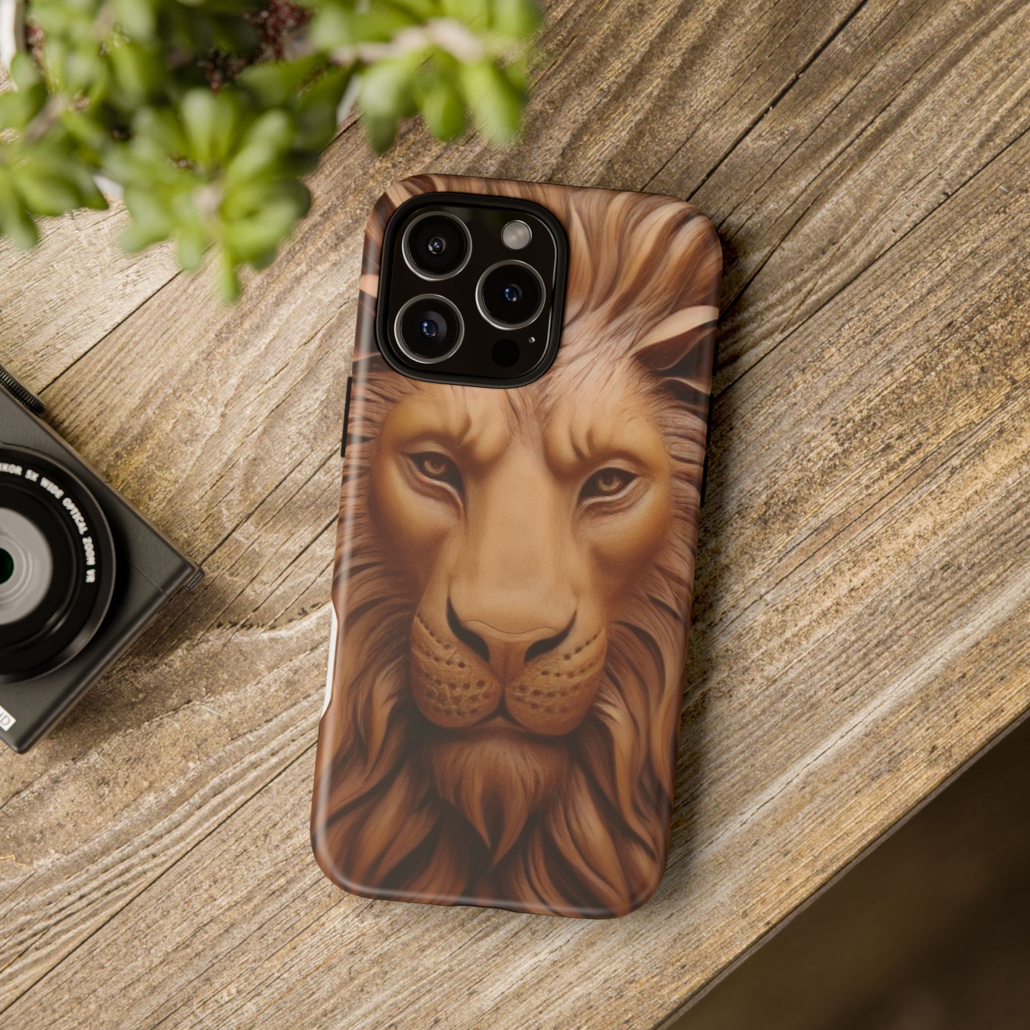 Majestic Lion Head Hexagon Stone iPhone Case