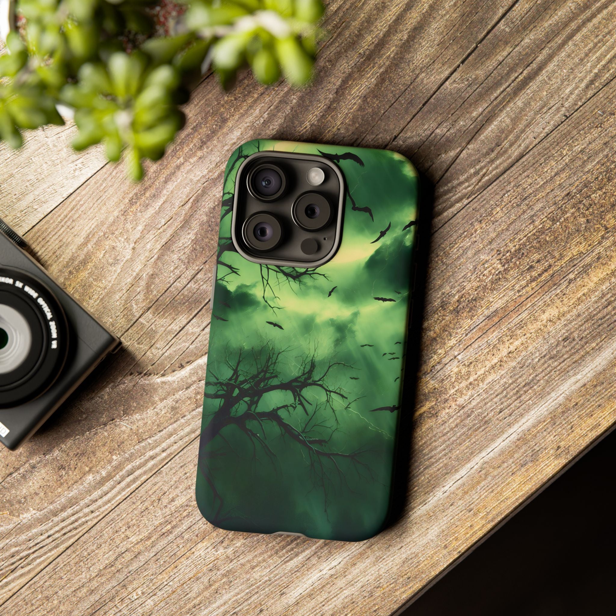 Gothic Green Forest iPhone Case - Hexagon Stone