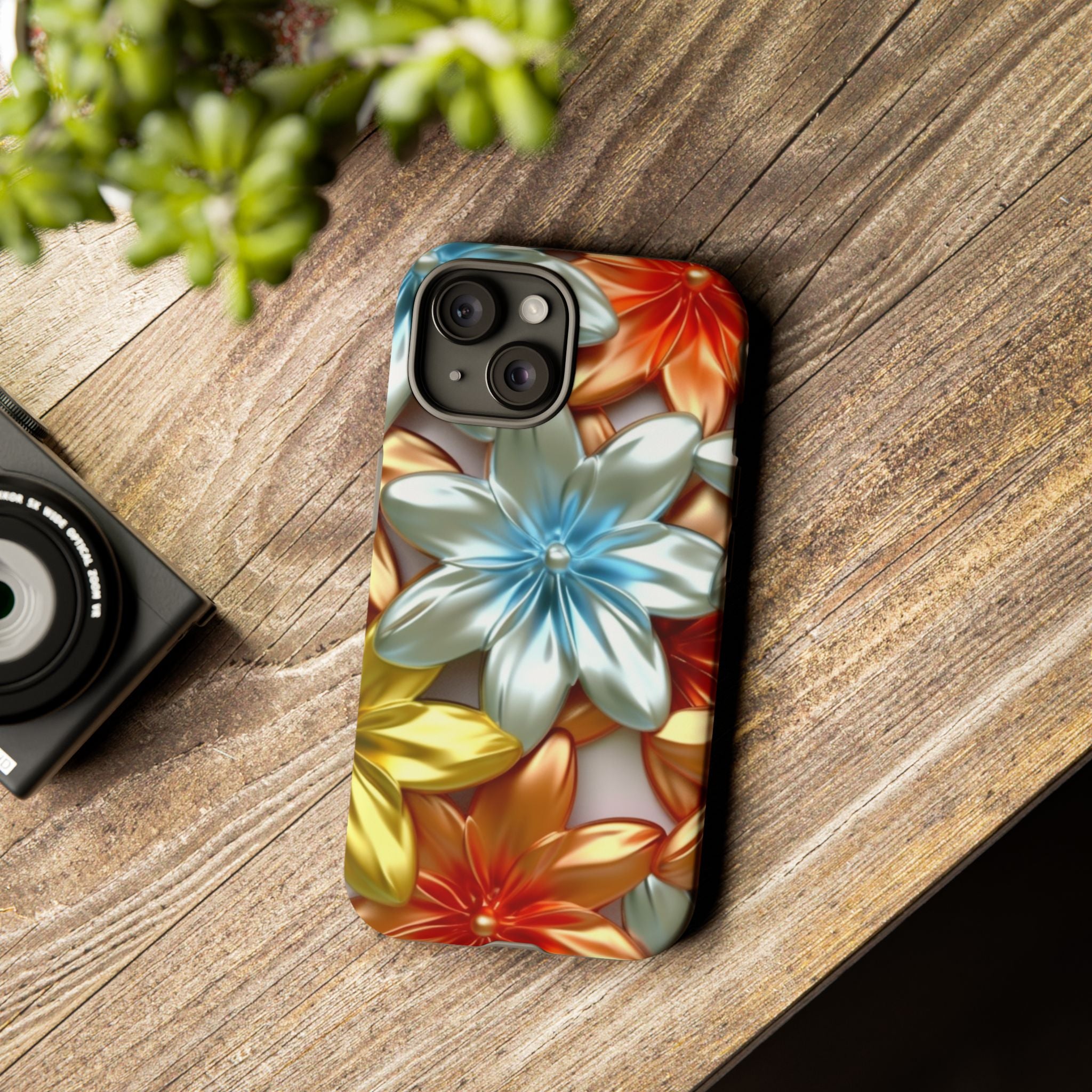 Metallic Flower Hexagon iPhone Case - Rugged