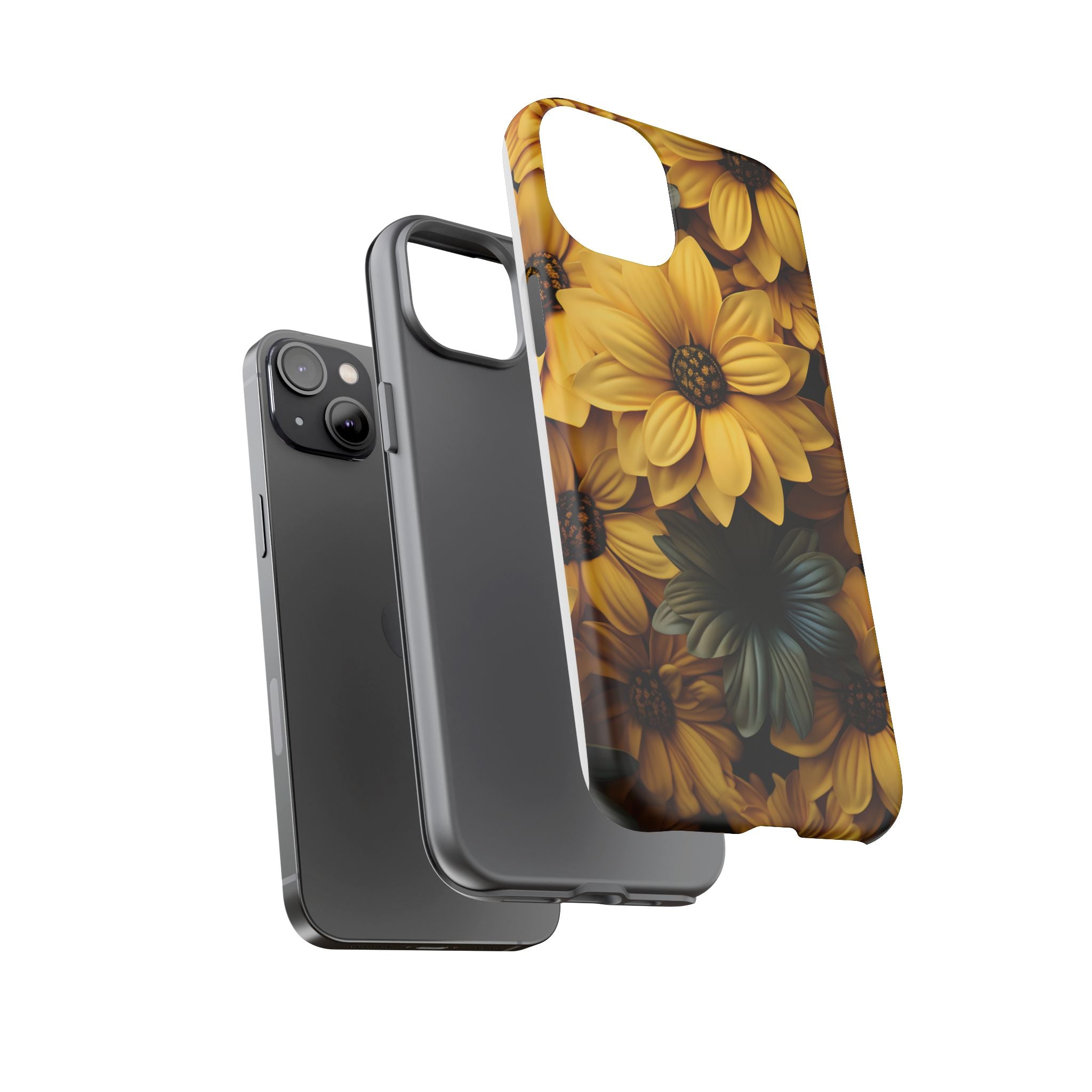 Golden Bloom Hexagon iPhone Case - Rugged Texture