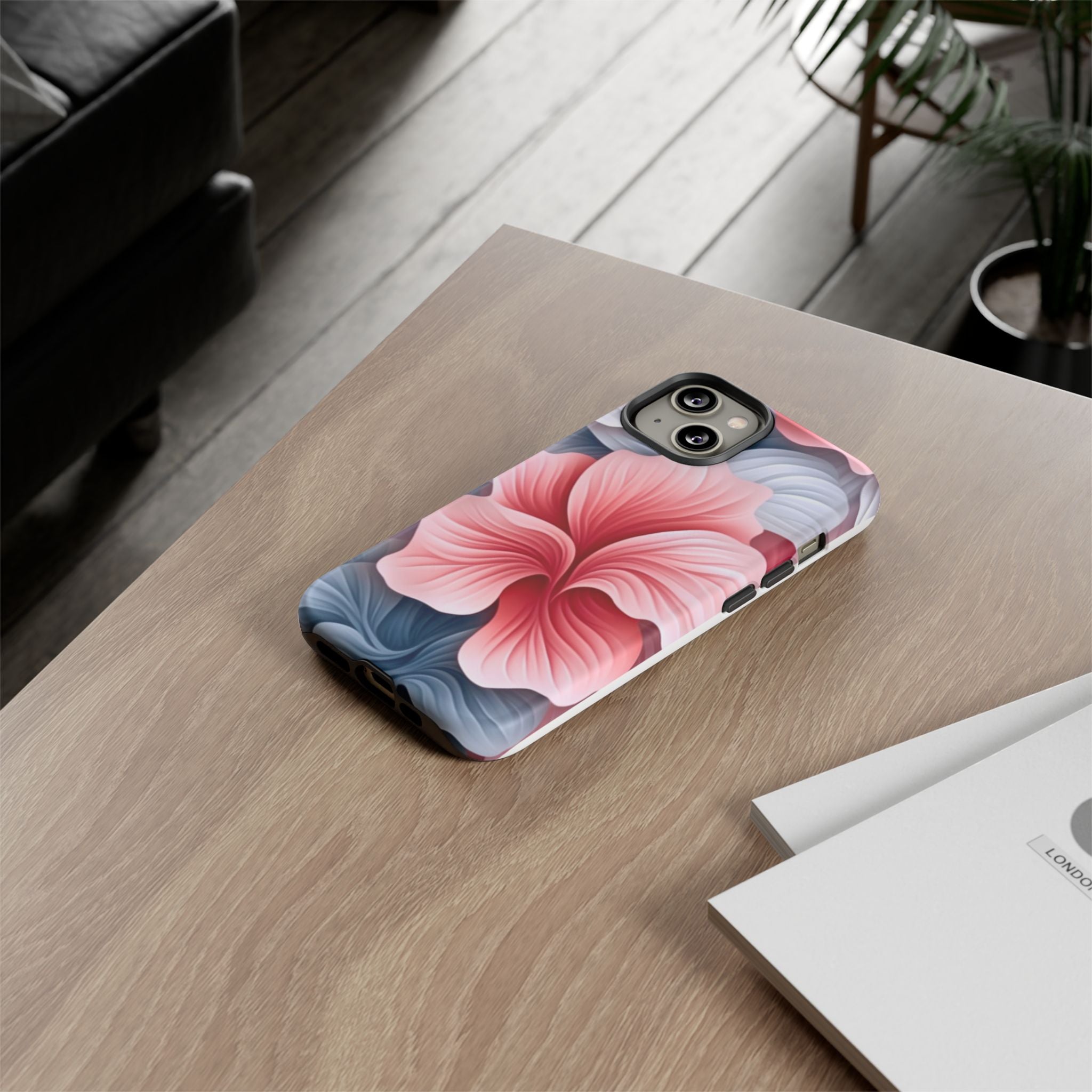 Abstract Floral Pink iPhone Case - Hexagon Stone