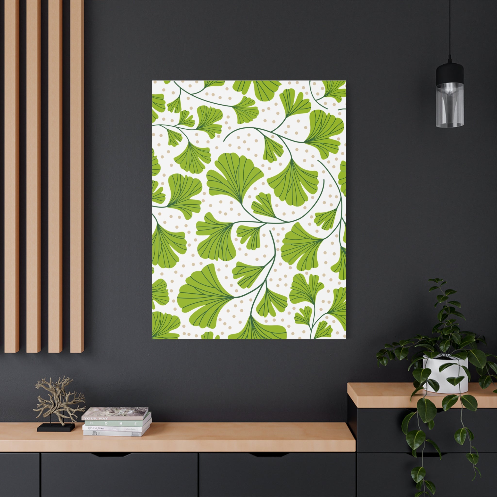 Ginkgo Biloba Leaves Art Deco Canvas