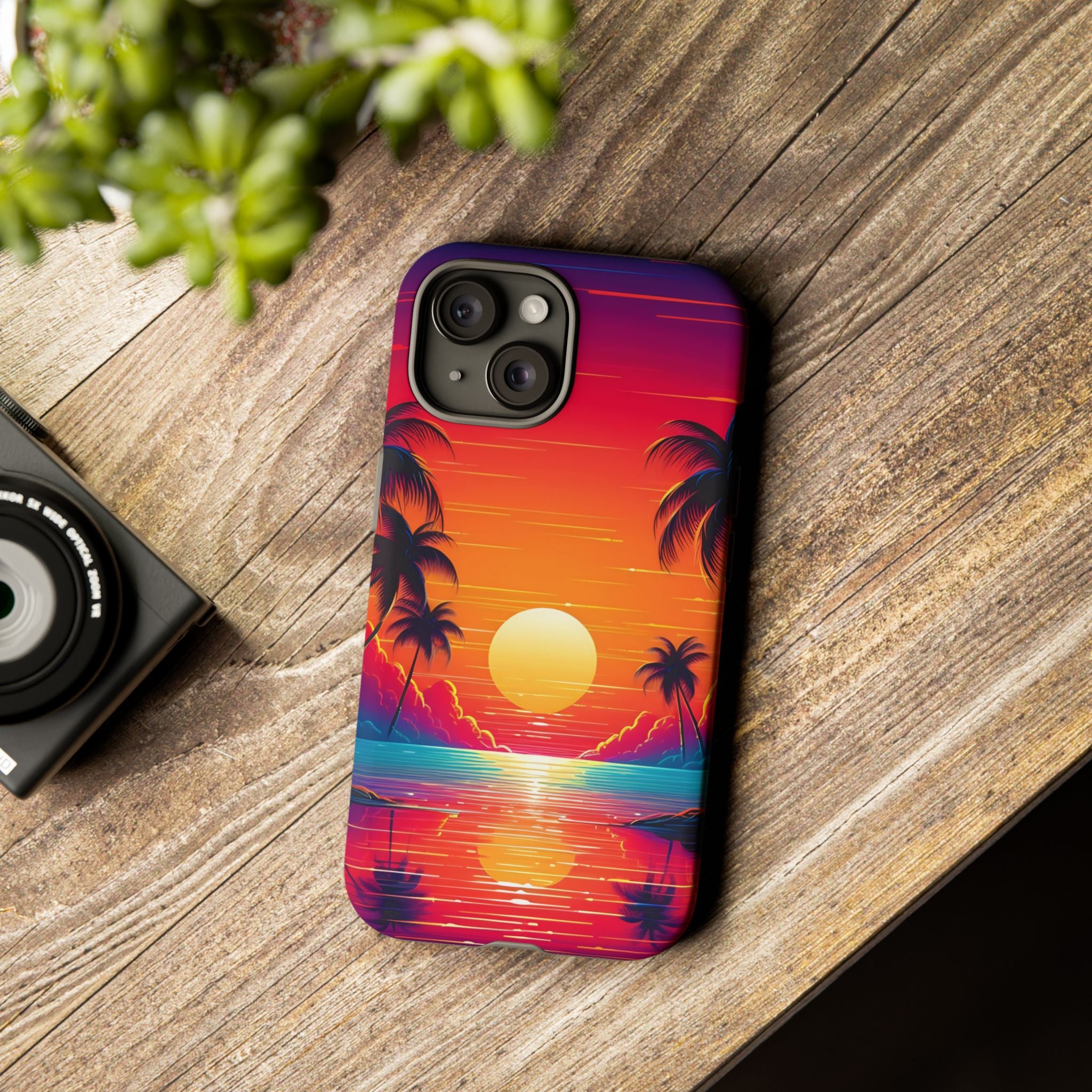 Sunset Palm Beach iPhone Case - Hexagon Stone