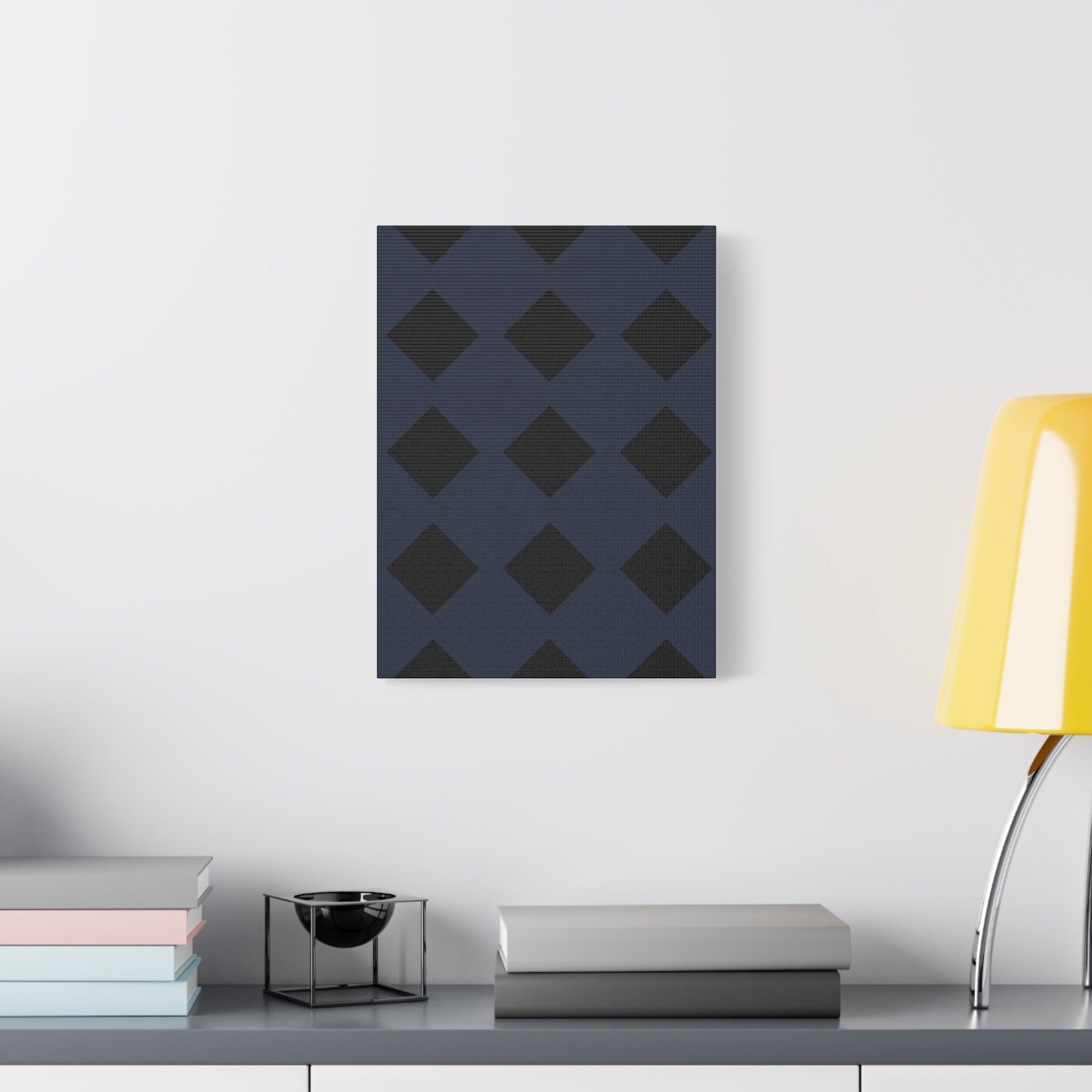 Geometric Dark Blue Diamond Canvas Art