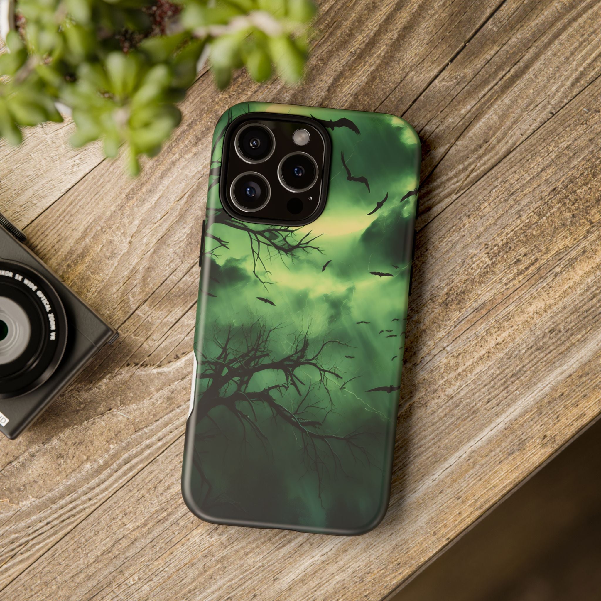 Gothic Green Forest iPhone Case - Hexagon Stone