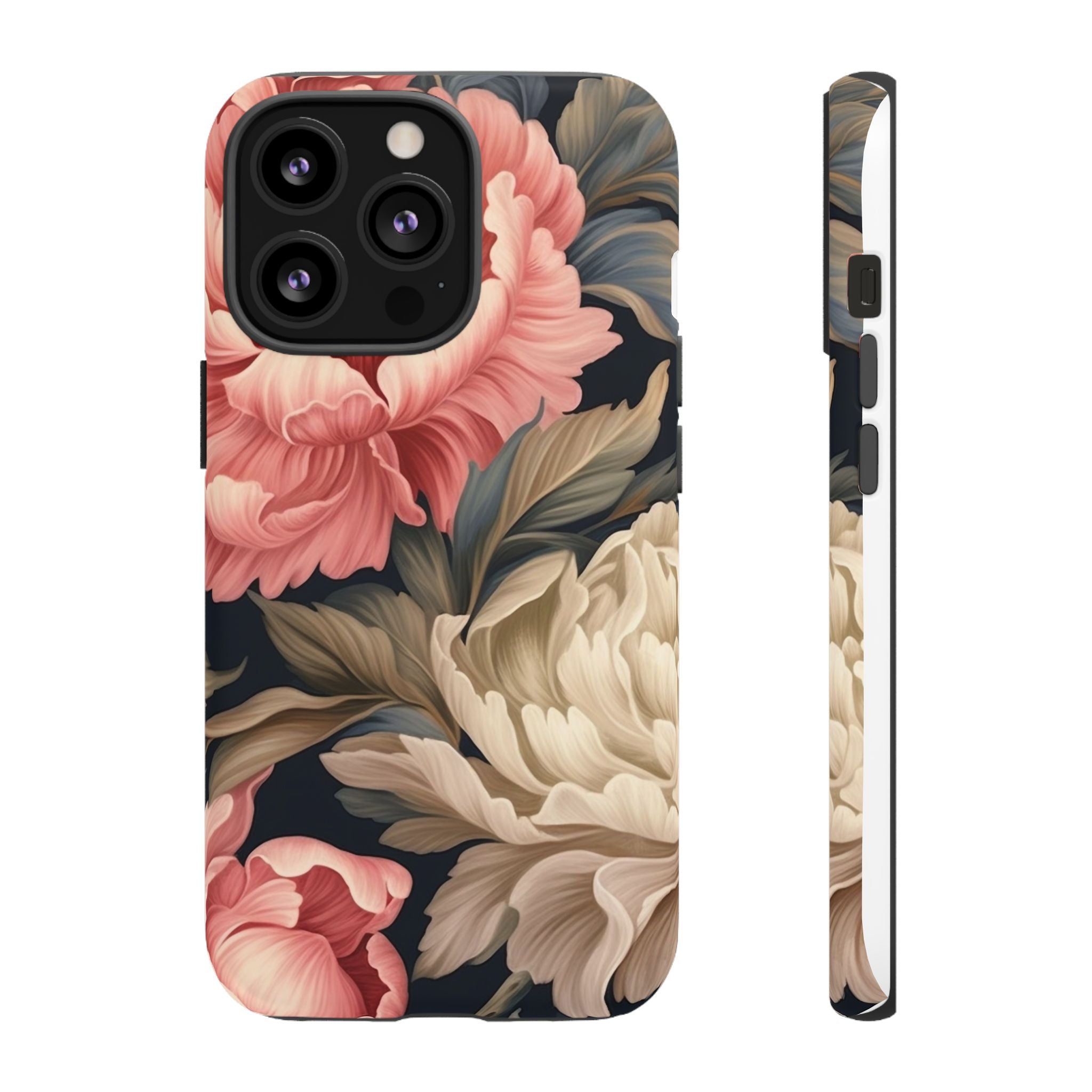 Blush Peony Floral iPhone Case - Hexagon Stone