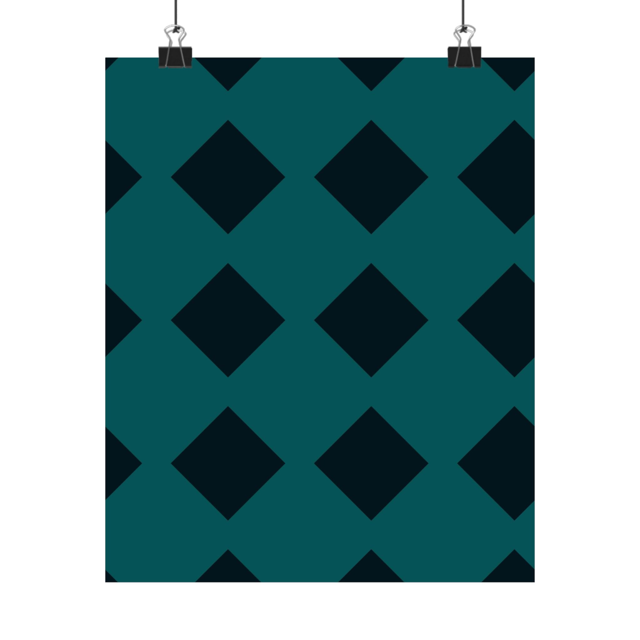 Teal Geometric Diamond Pattern Poster