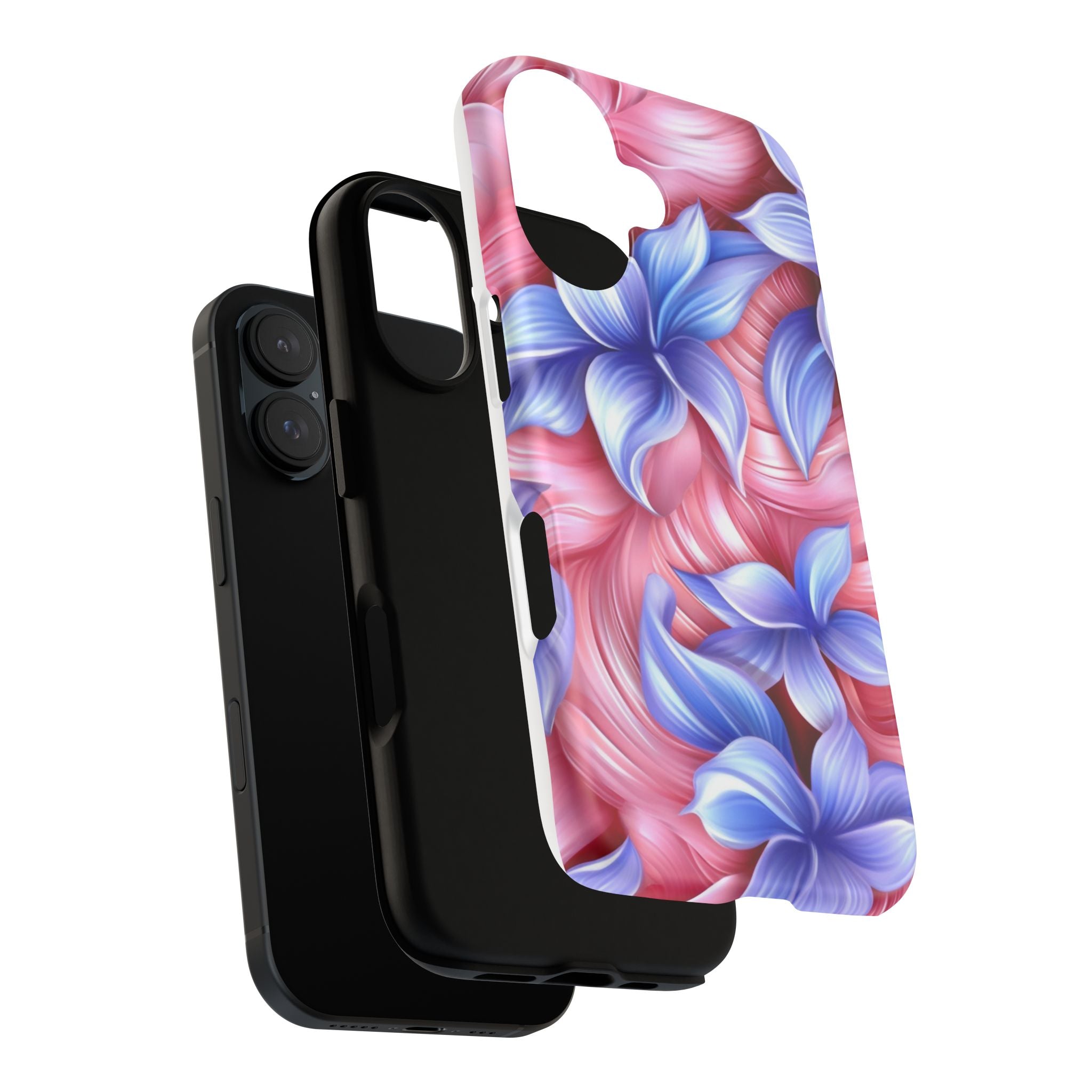 Dreamy Pink & Blue Floral iPhone Case - Hexagon Stone