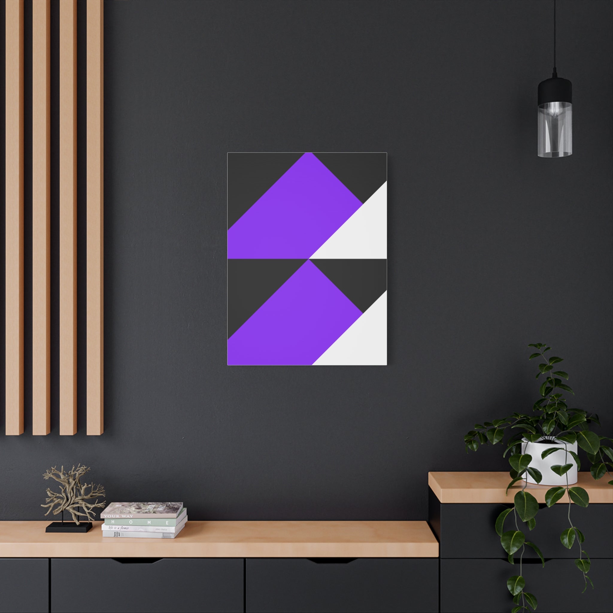 Geometric Purple Triangle Canvas Art