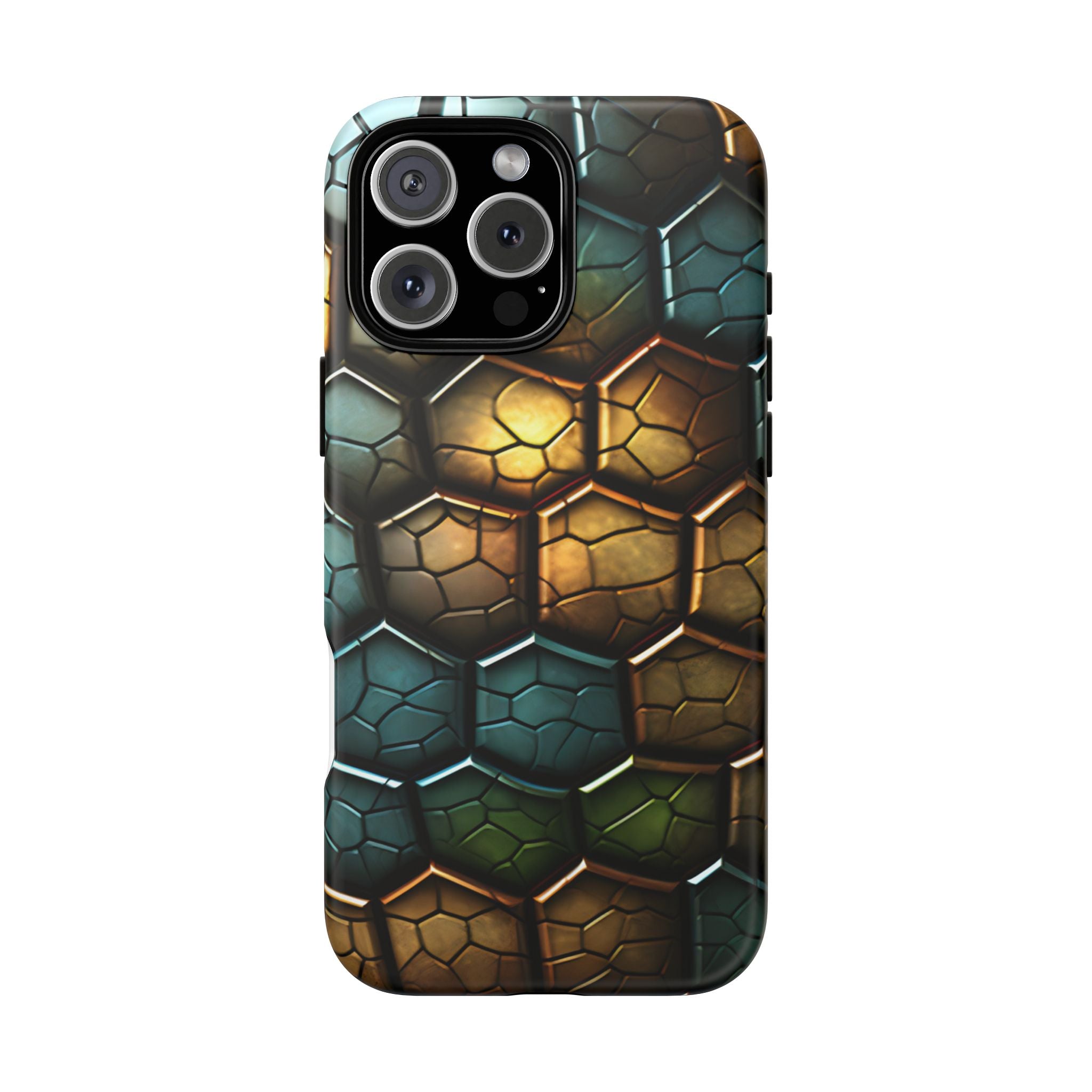 HexaScale iPhone Case: Teal & Bronze