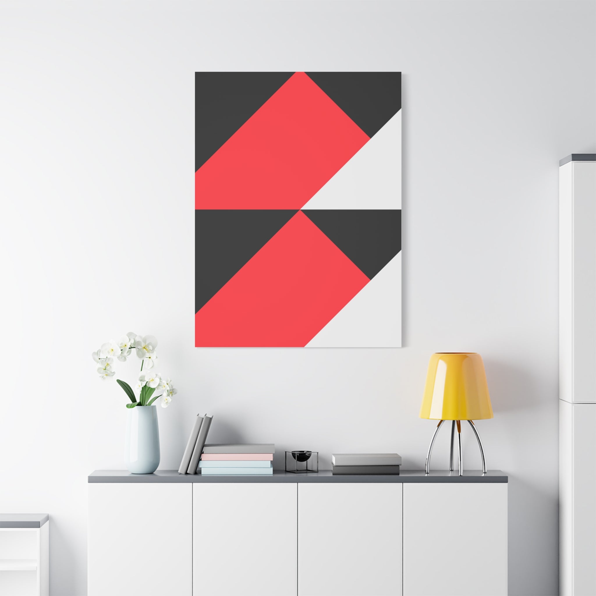 Geometric Red & Gray Canvas Art