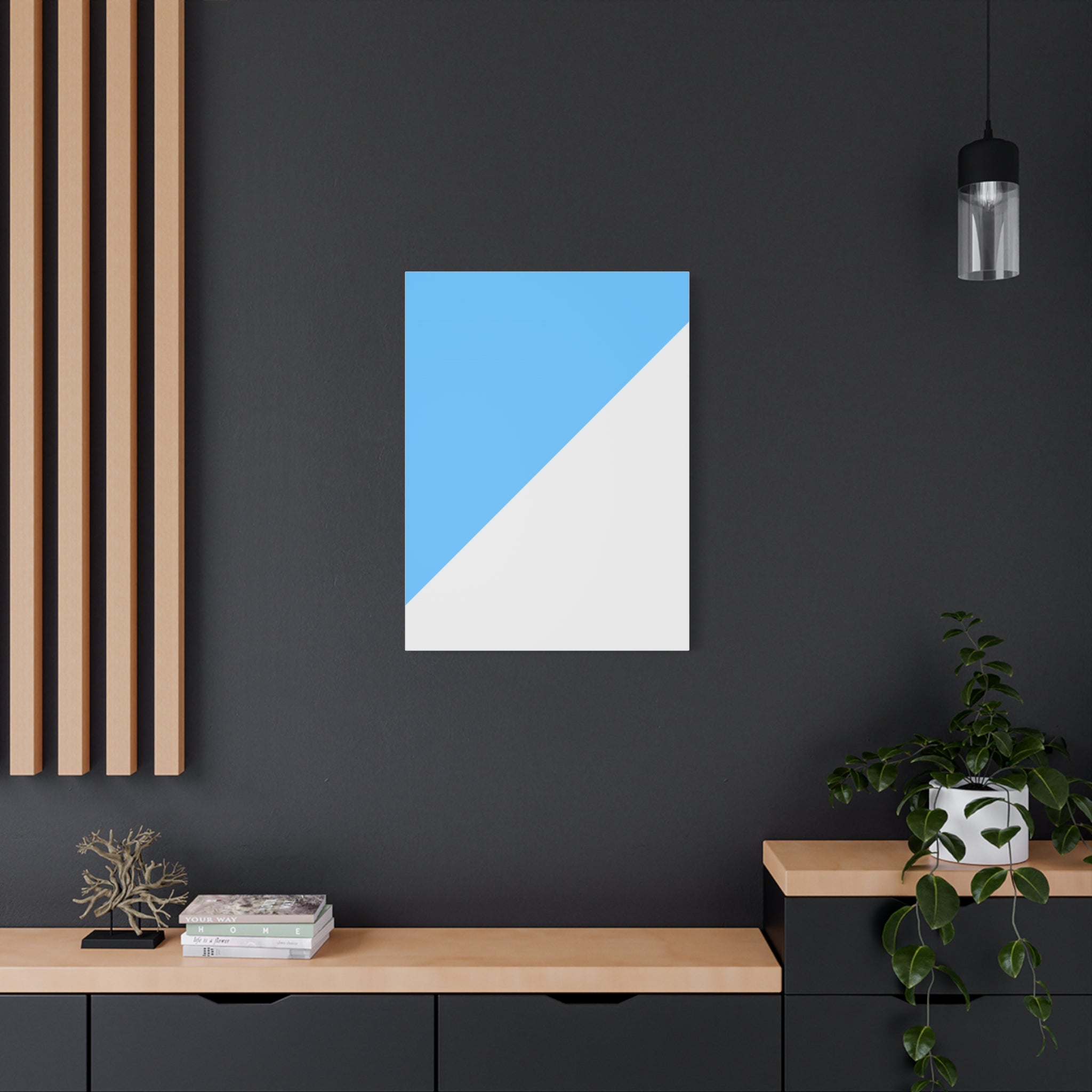 Abstract Blue & Gray Diagonal Canvas Art