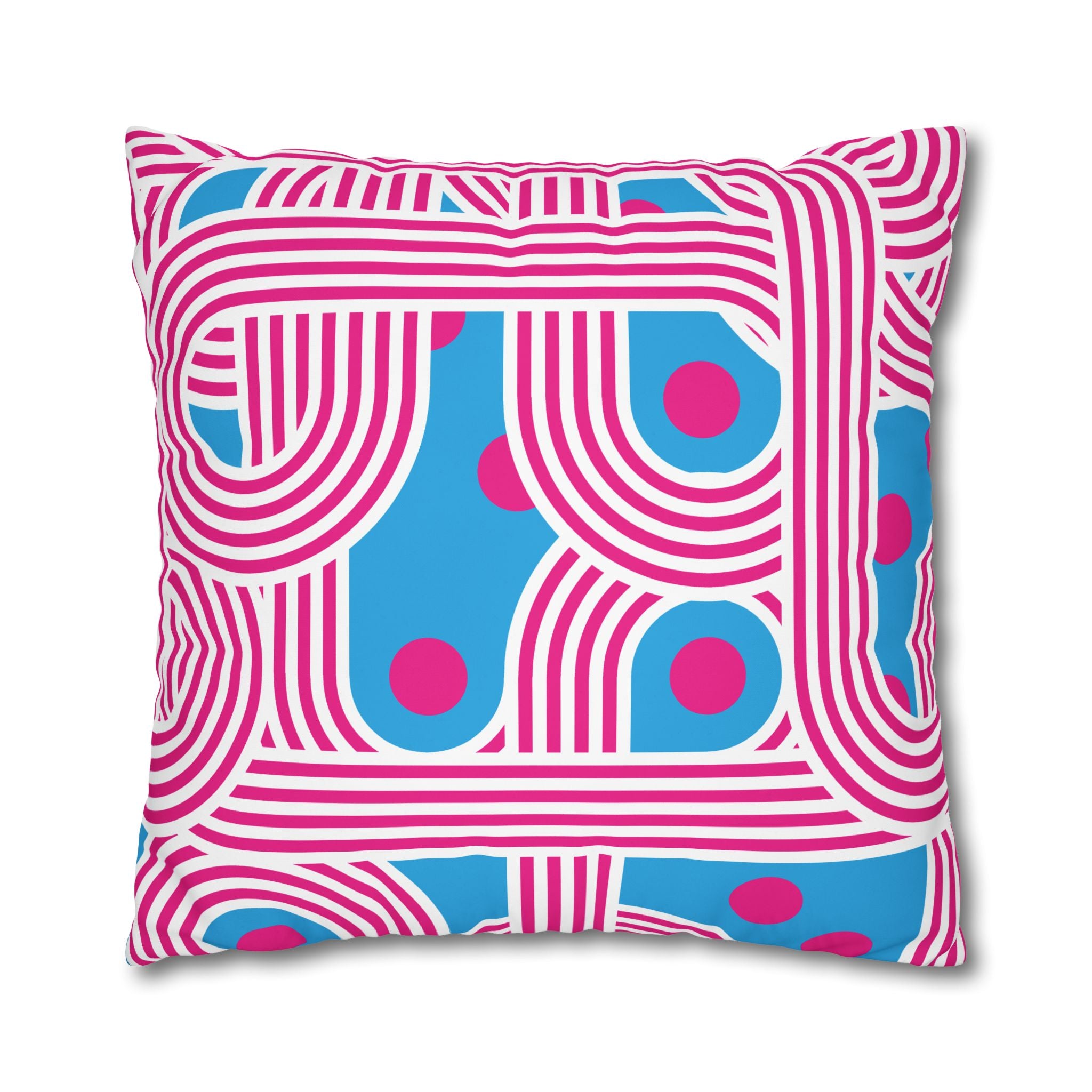 Retro Pink & Teal Geometric Pillowcase