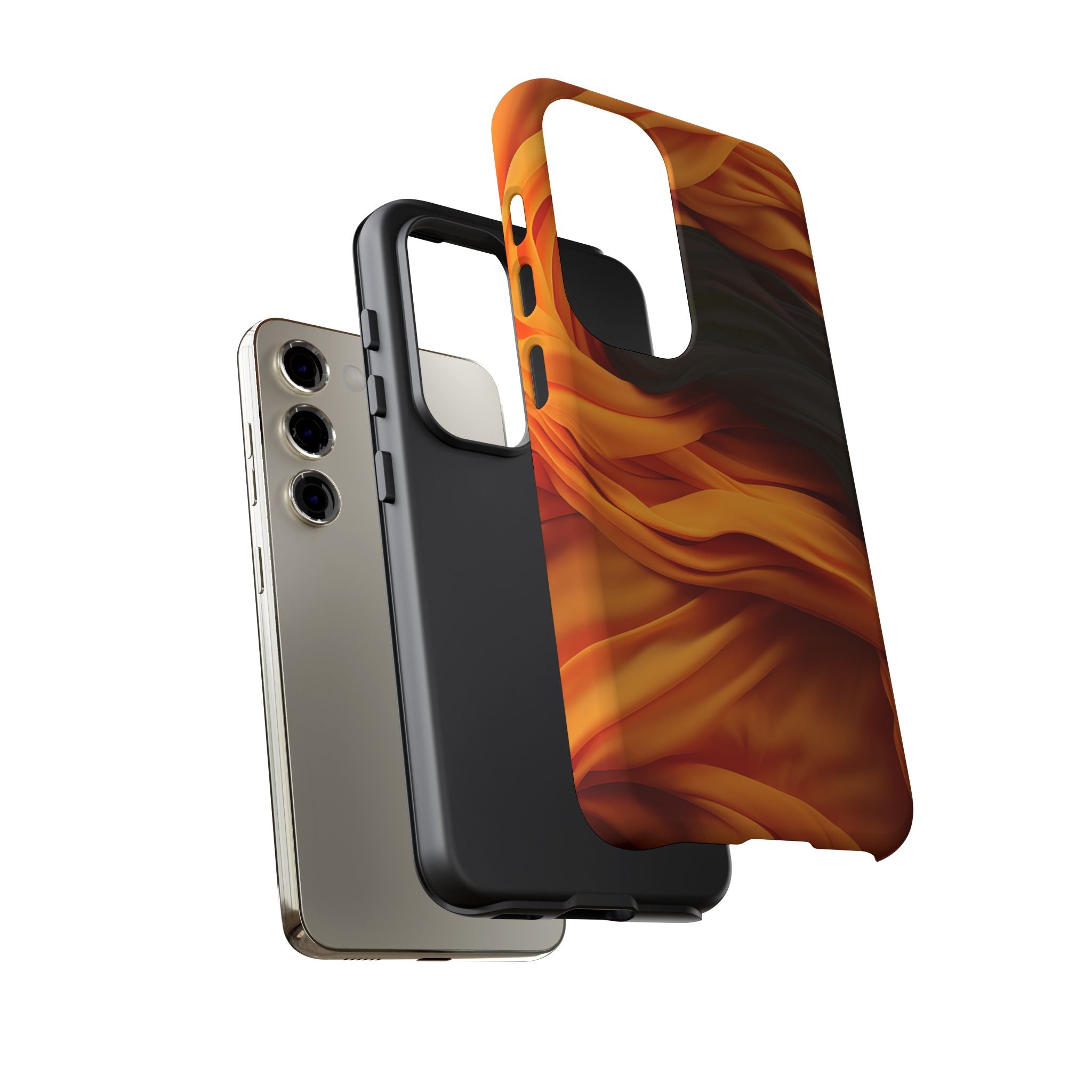 Abstract Orange & Gray Drape Samsung Case